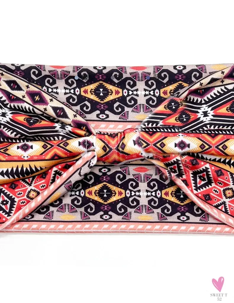 African and Bohemian Twisted Wide Cotton Stretch Headbands for Women & Girls - Headwrap/Turban Headwear, Bandana Headbands