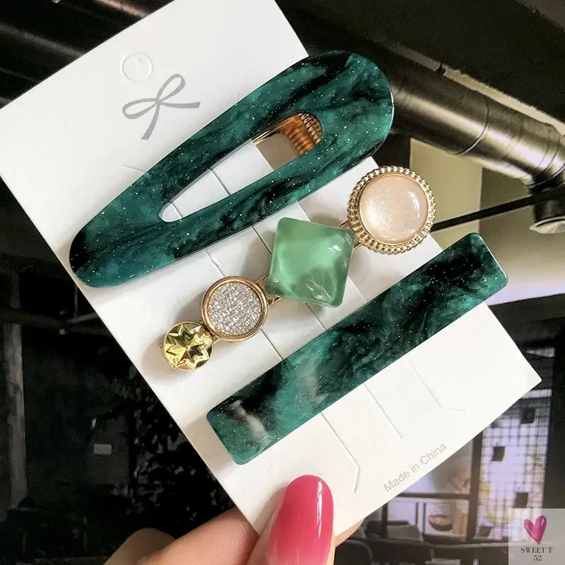 3/4pcs Set Pearl Hair Clips For Women & Girls - Geometric Crystal Hair Barrettes/Clips