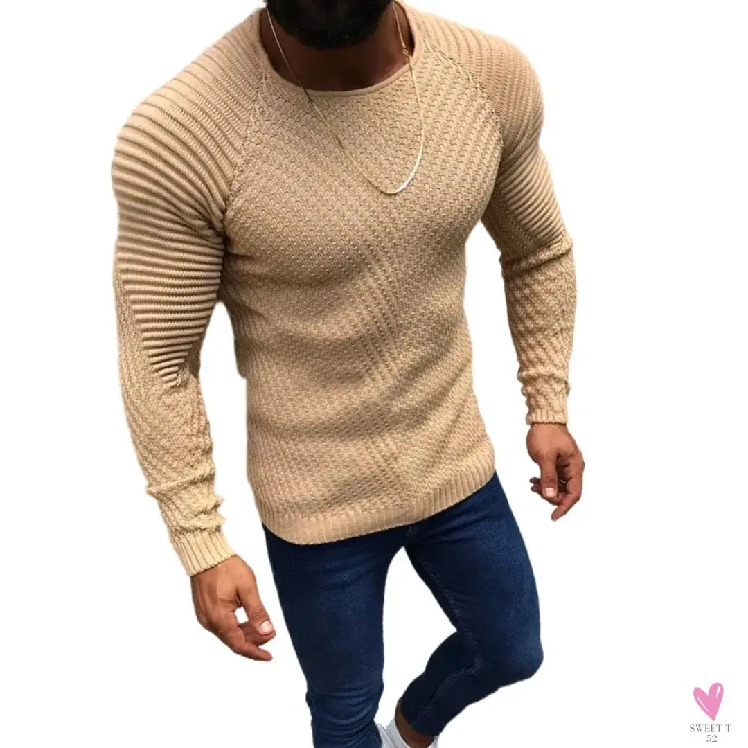 Men's O-Neck Pullover, Solid Color, Long Sleeve, Warm, Slim Sweaters. Men's Sweaters/Male Clothing