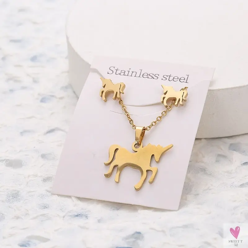 Gold Pendant Necklace and Earring Set for Women & Girls in Multiple Designs and Patterns