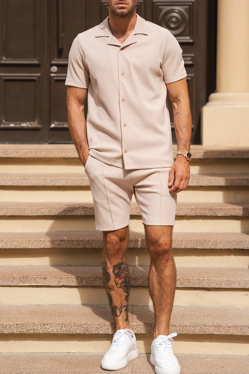 Pleated Slim Fit T-Shirt - Taupe