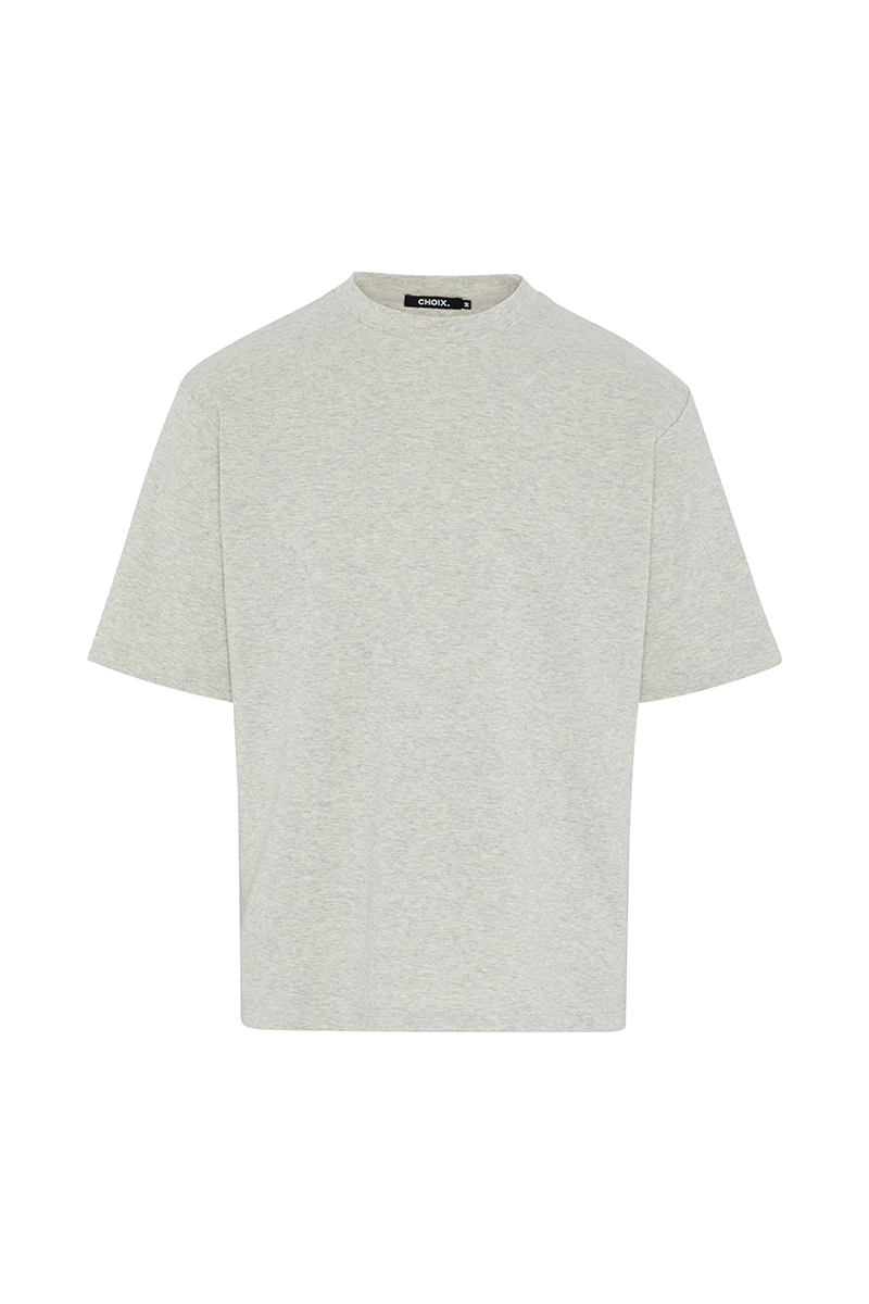 Boxy Fit Oversized T-Shirt - Grey Marl