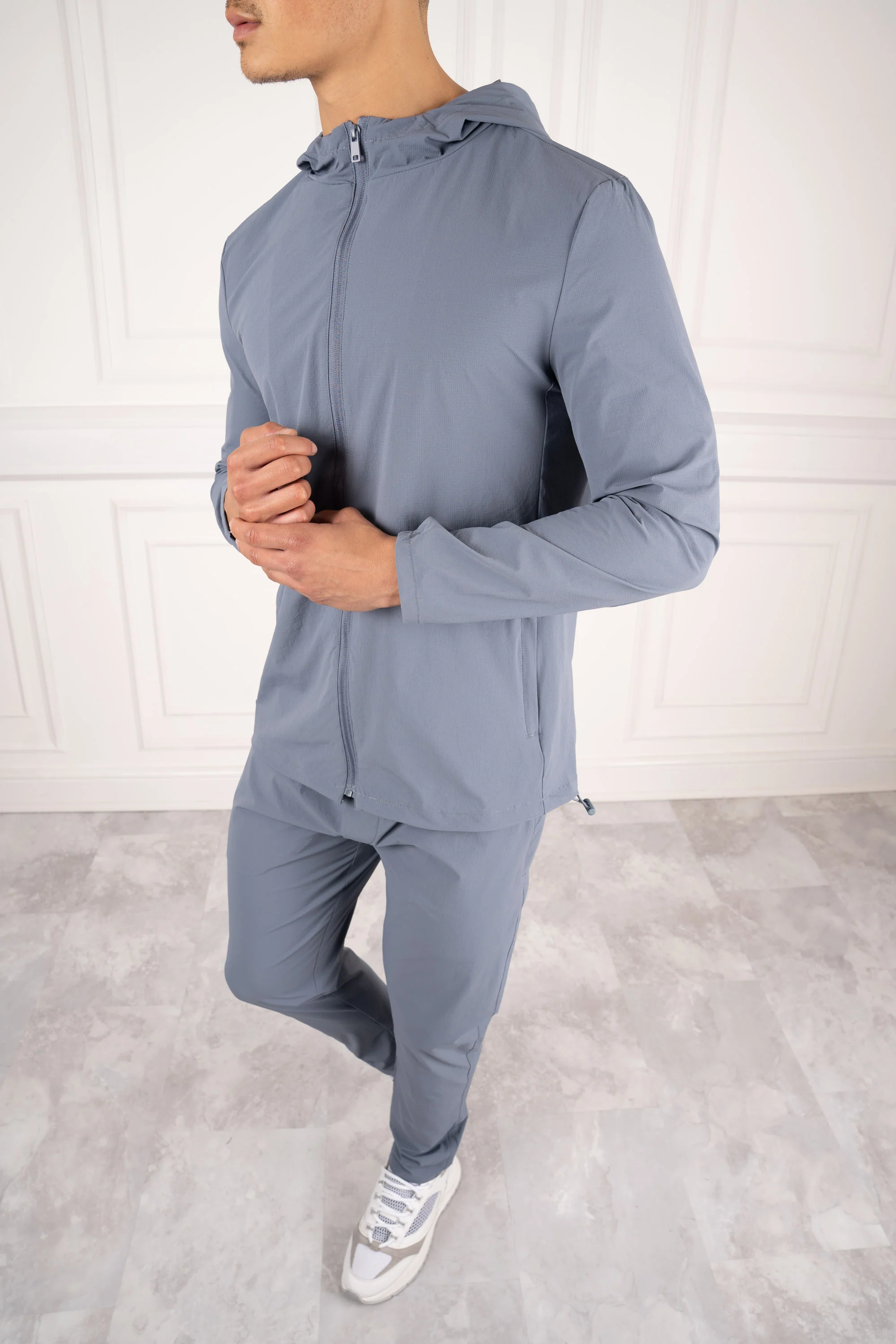 Premium Technical Windbreaker Jacket - Steel Blue