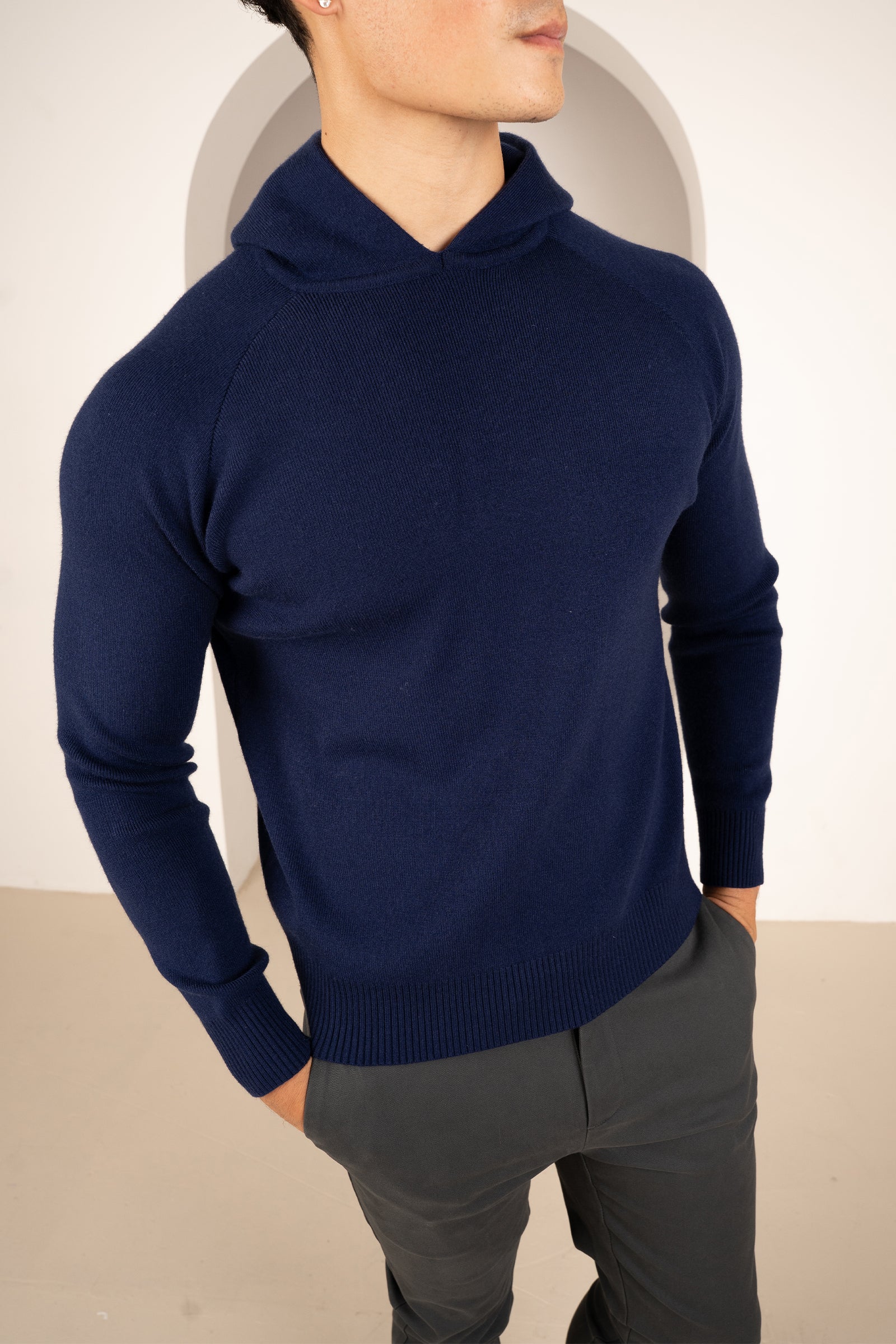 Slim fit Knitted Hoodie - Navy