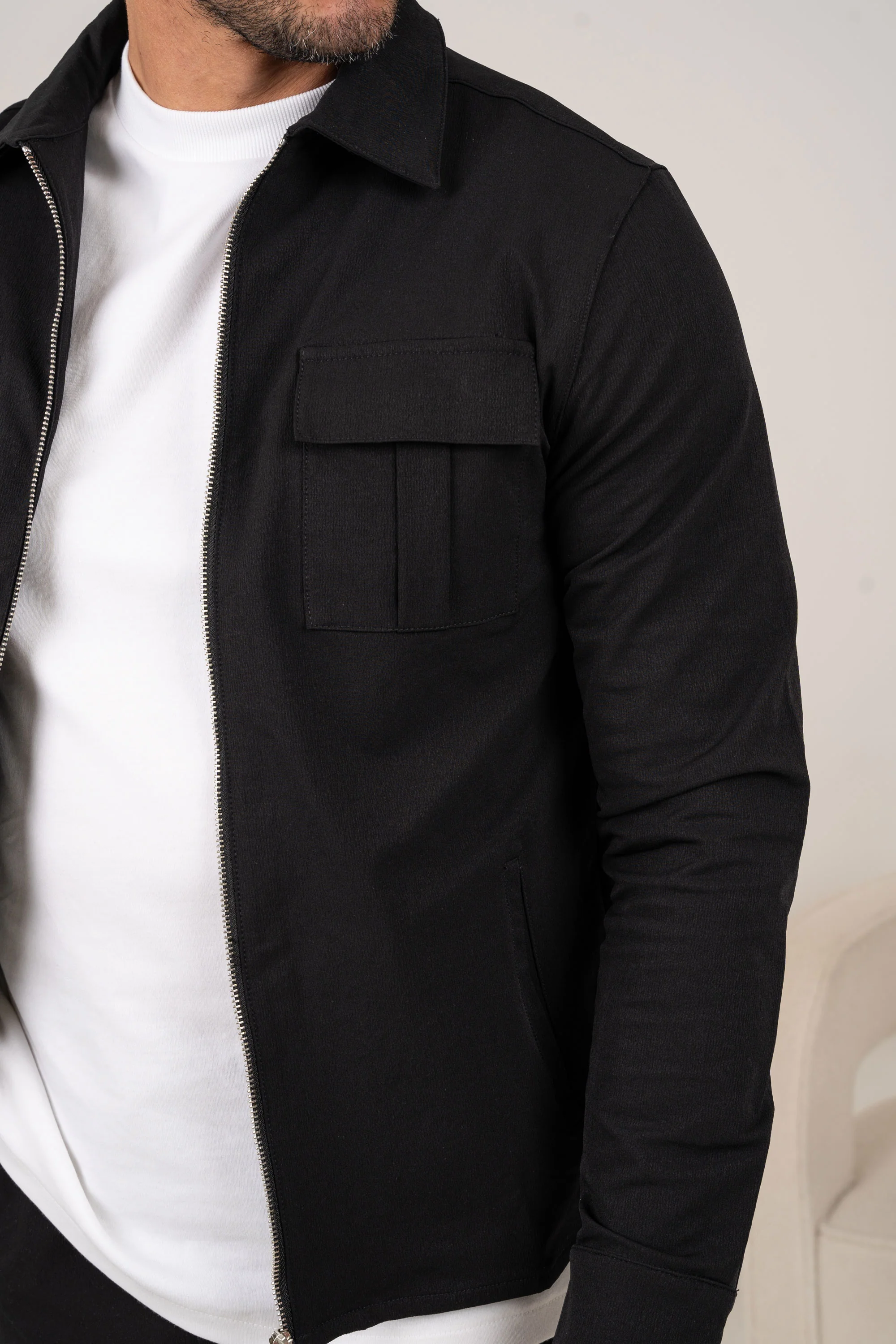 Premium Cargo Utility Jacket - Black