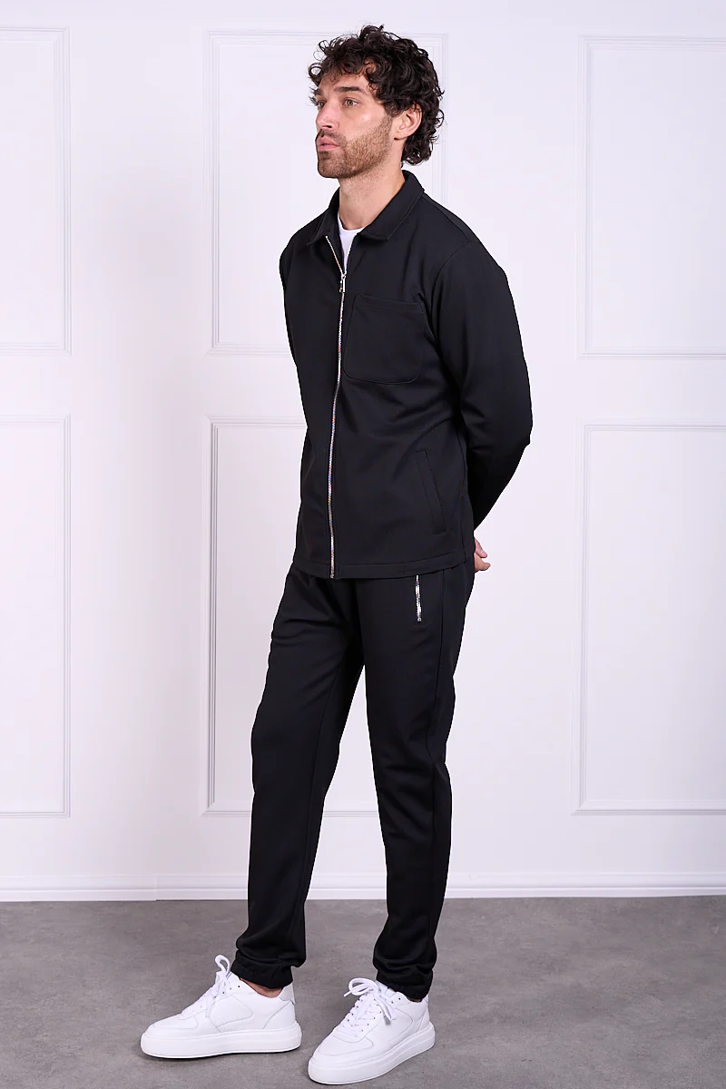 Pique Tailored Jogger - Black