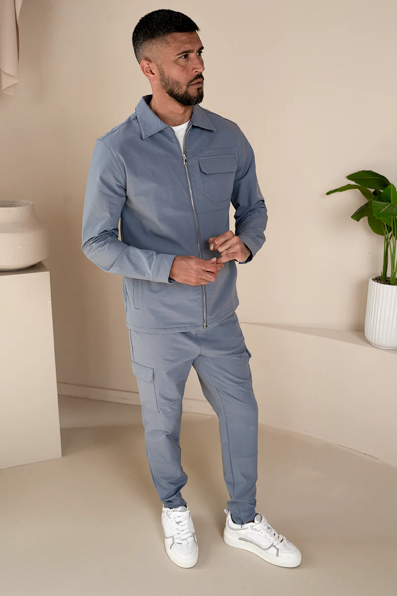 Premium Detail Cargo Jacket V2 - Steel Blue