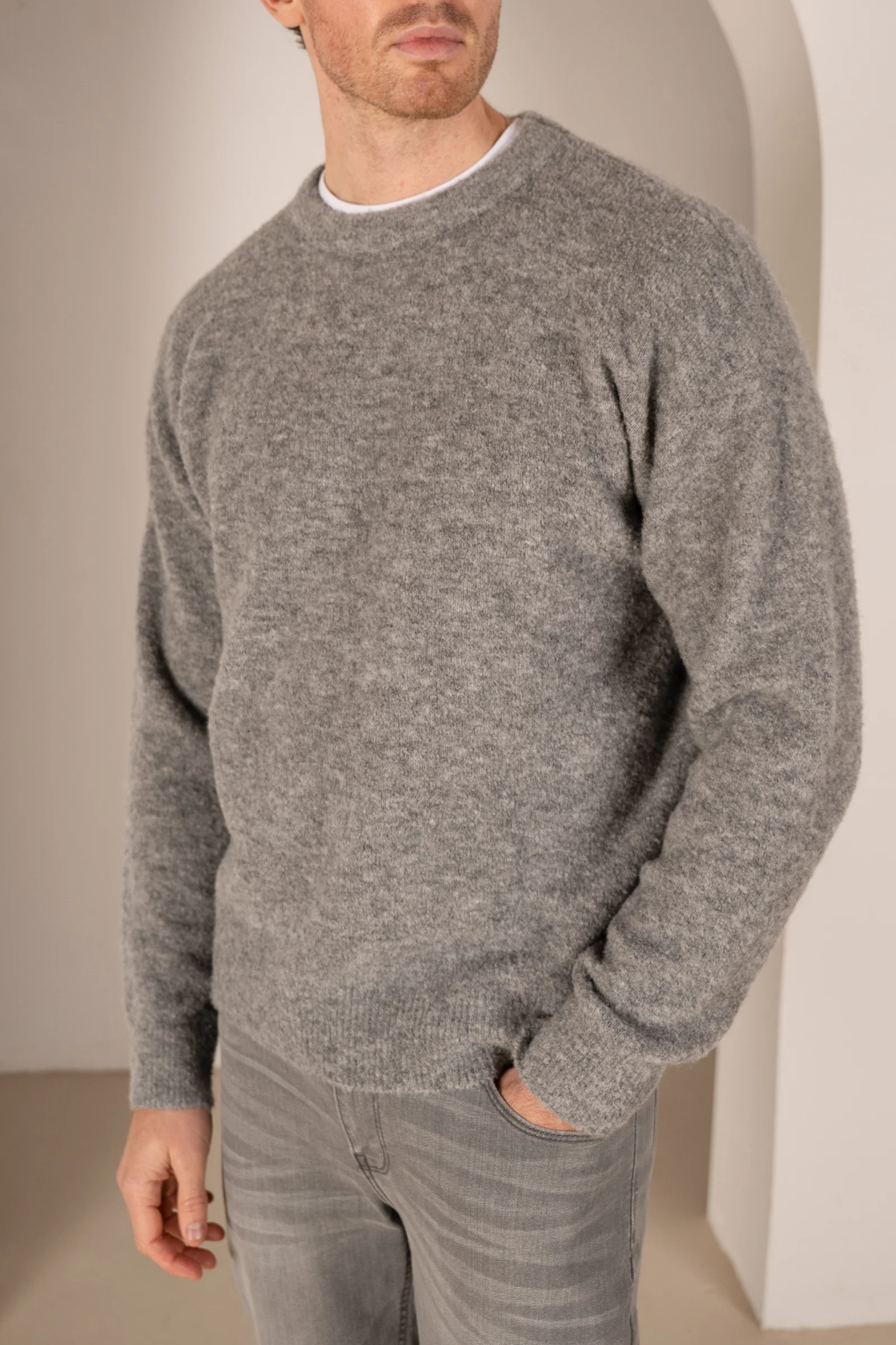 Souffle Crew Neck Sweatshirt - Light Grey