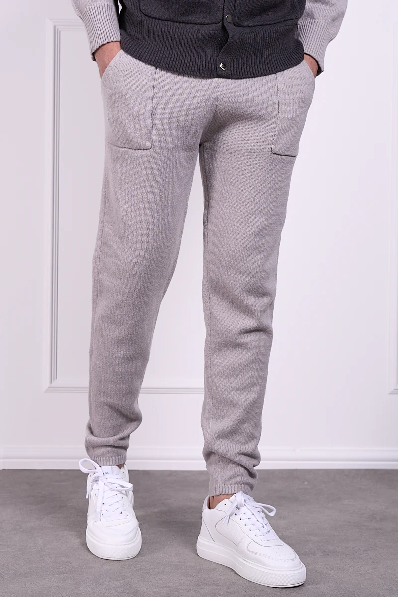 Panel Knitted Joggers - Grey