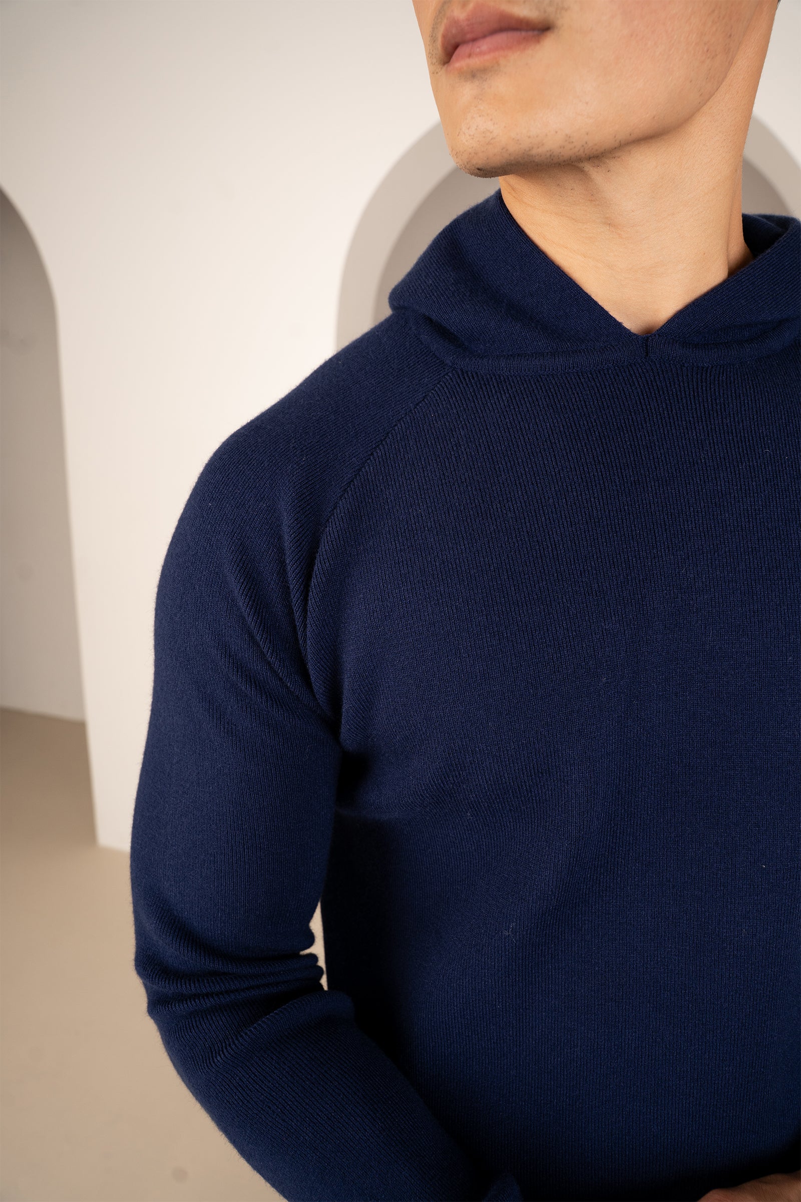 Slim fit Knitted Hoodie - Navy
