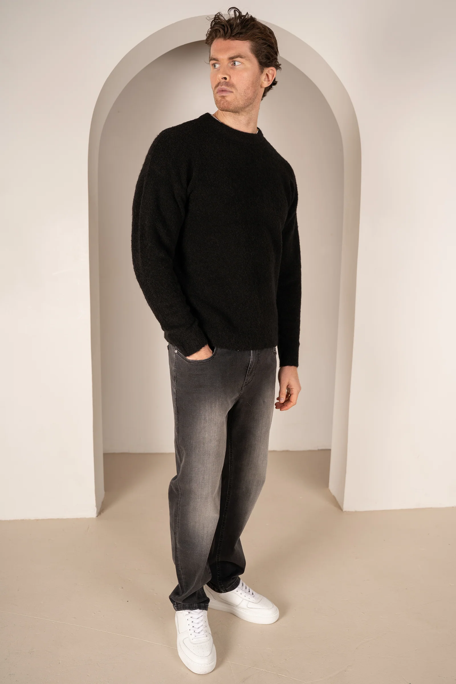 Souffle Crew Neck Sweatshirt - Black
