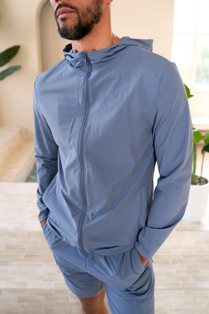 Premium Technical Windbreaker Jacket - Steel Blue (SS)