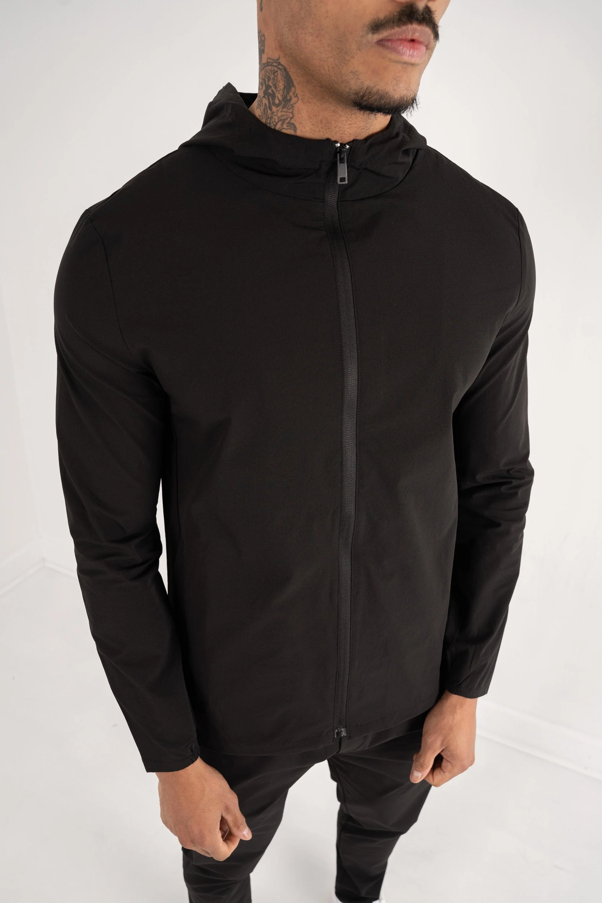 Premium Technical Windbreaker Jacket - Black