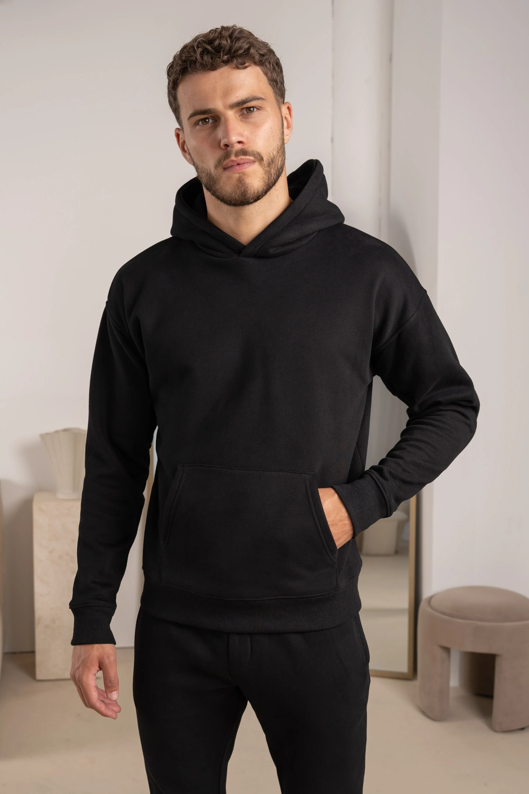 Premium Essential Tracksuit Hoodie - Black