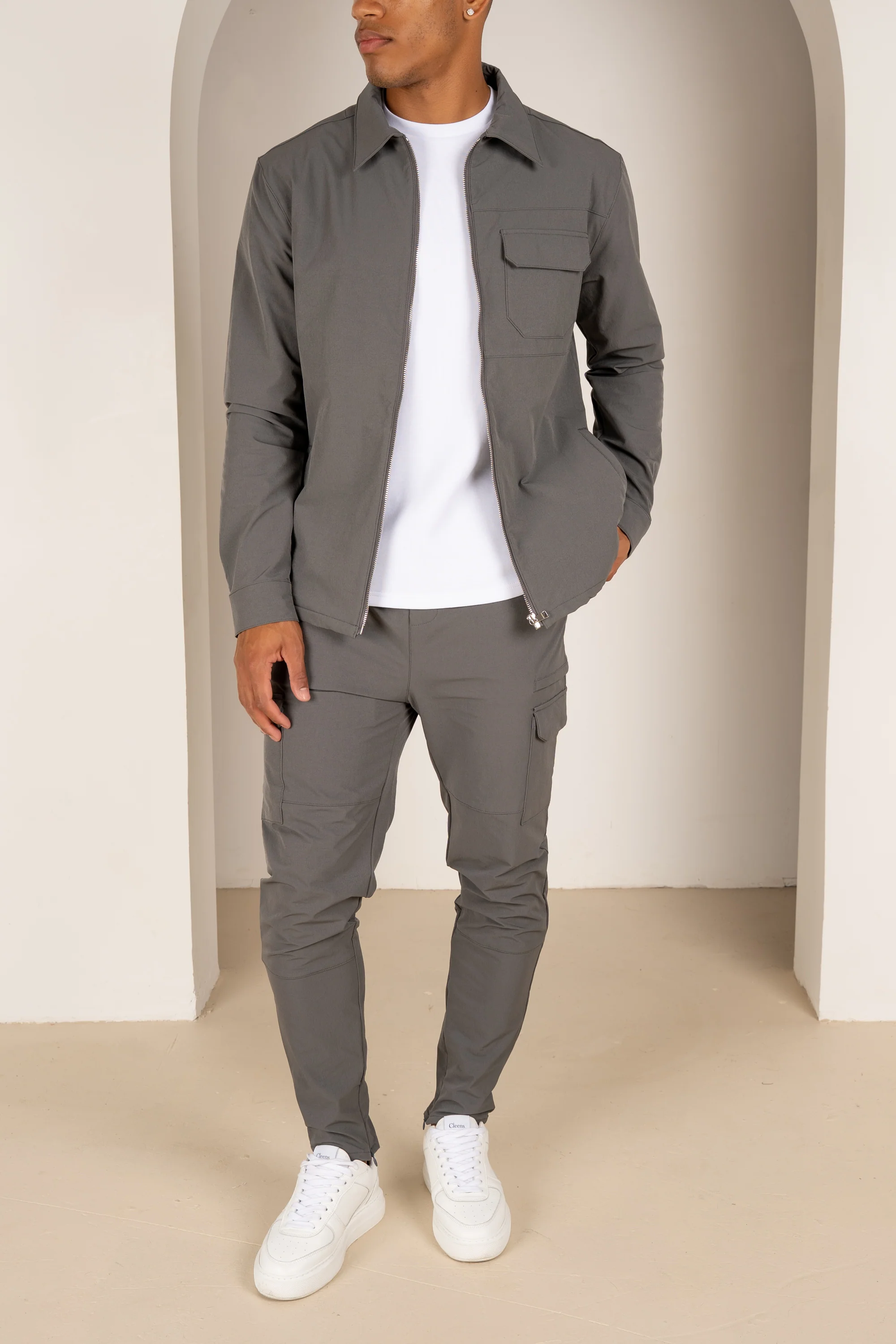 Premium Detail Cargo Jacket V2 - Charcoal