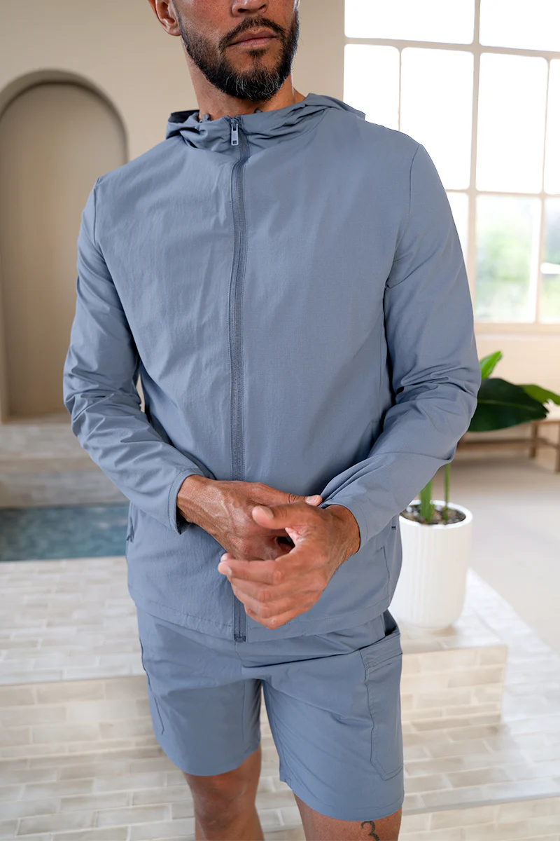 Premium Technical Windbreaker Jacket - Steel Blue (SS)