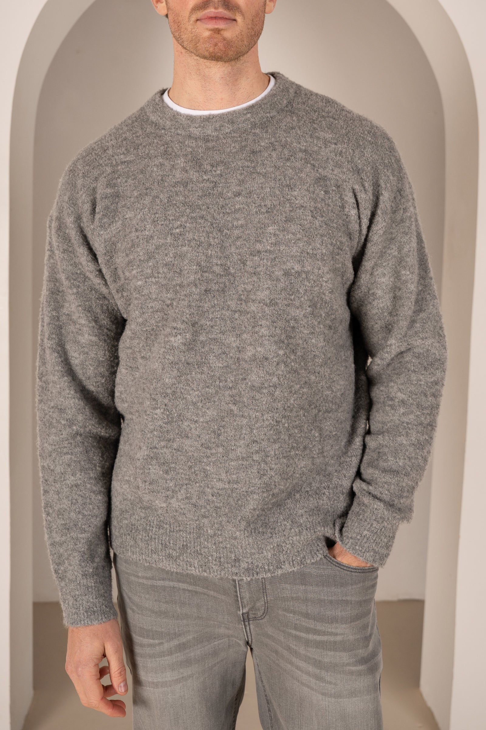 Souffle Crew Neck Sweatshirt - Light Grey