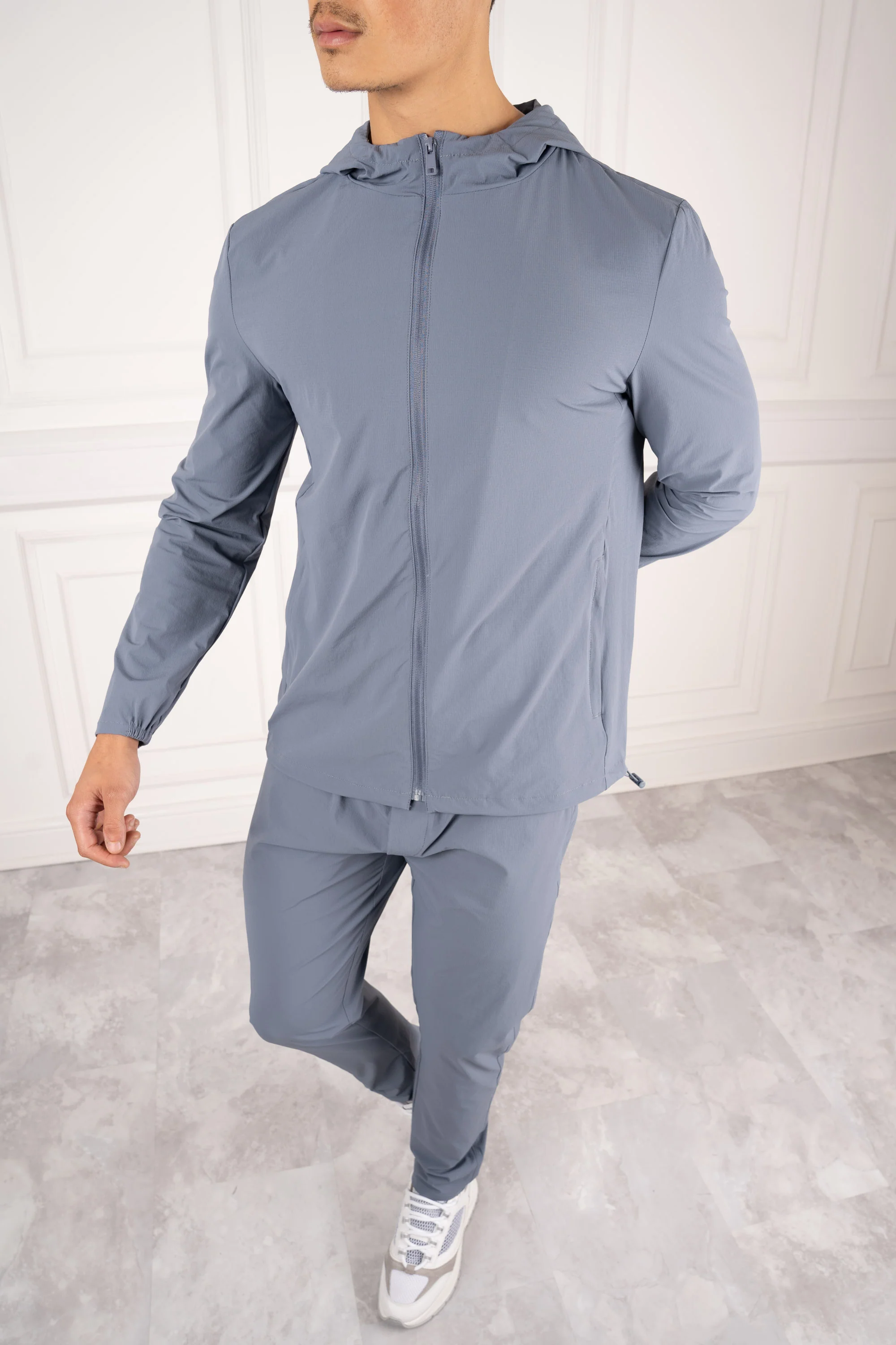 Premium Technical Windbreaker Jacket - Steel Blue