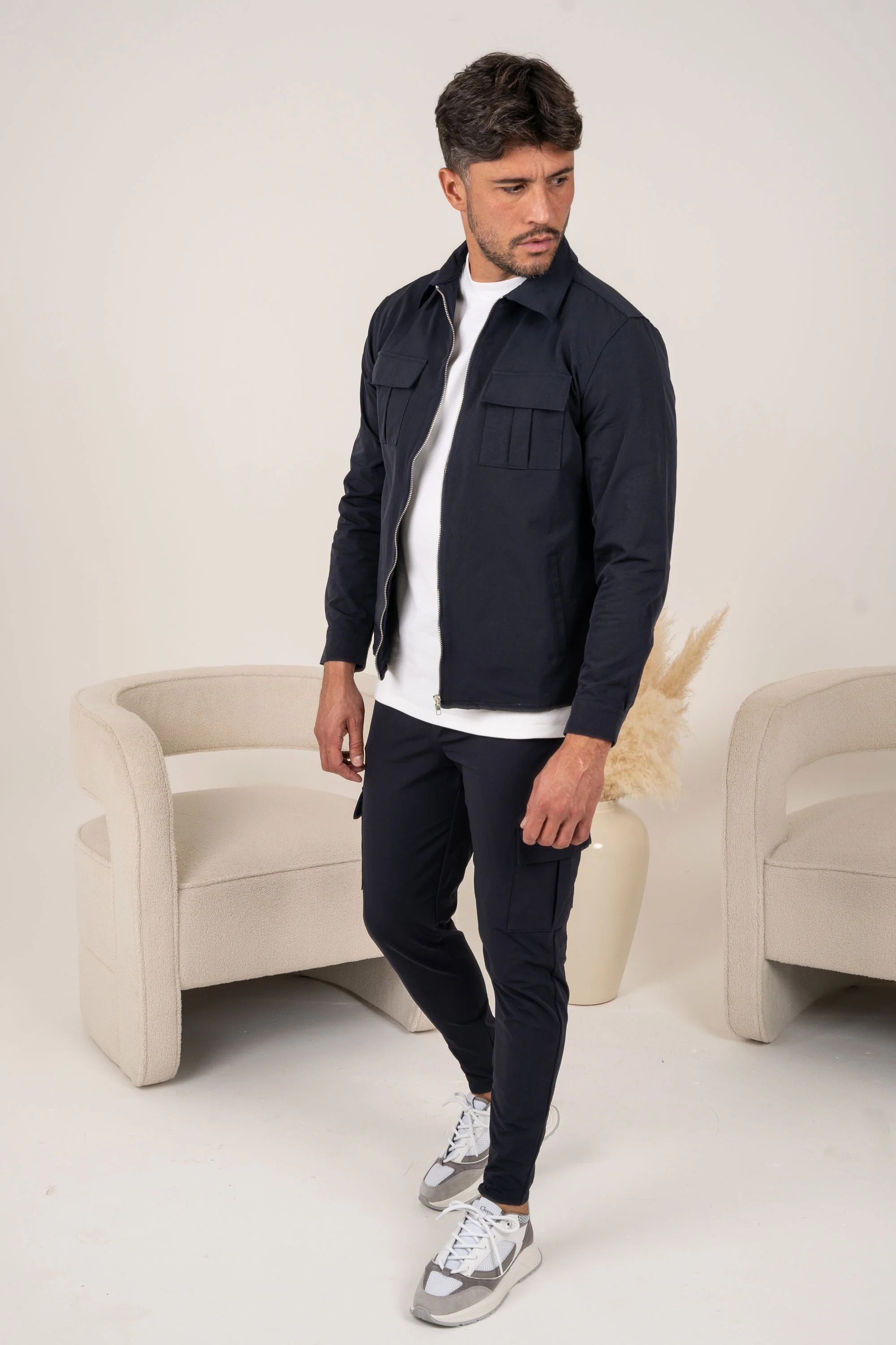 Premium Cargo Utility Jacket - Navy