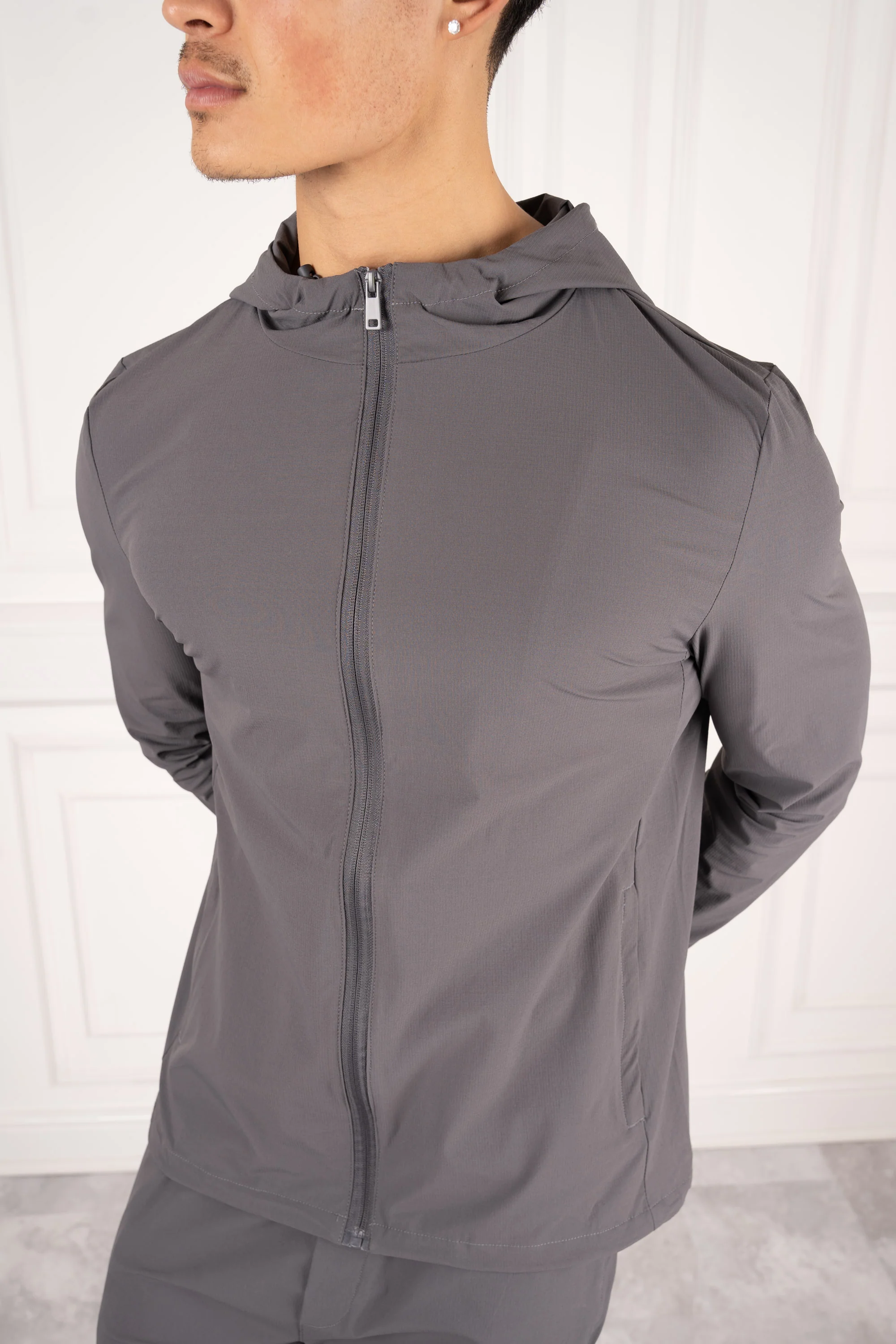 Premium Technical Windbreaker Jacket - Charcoal