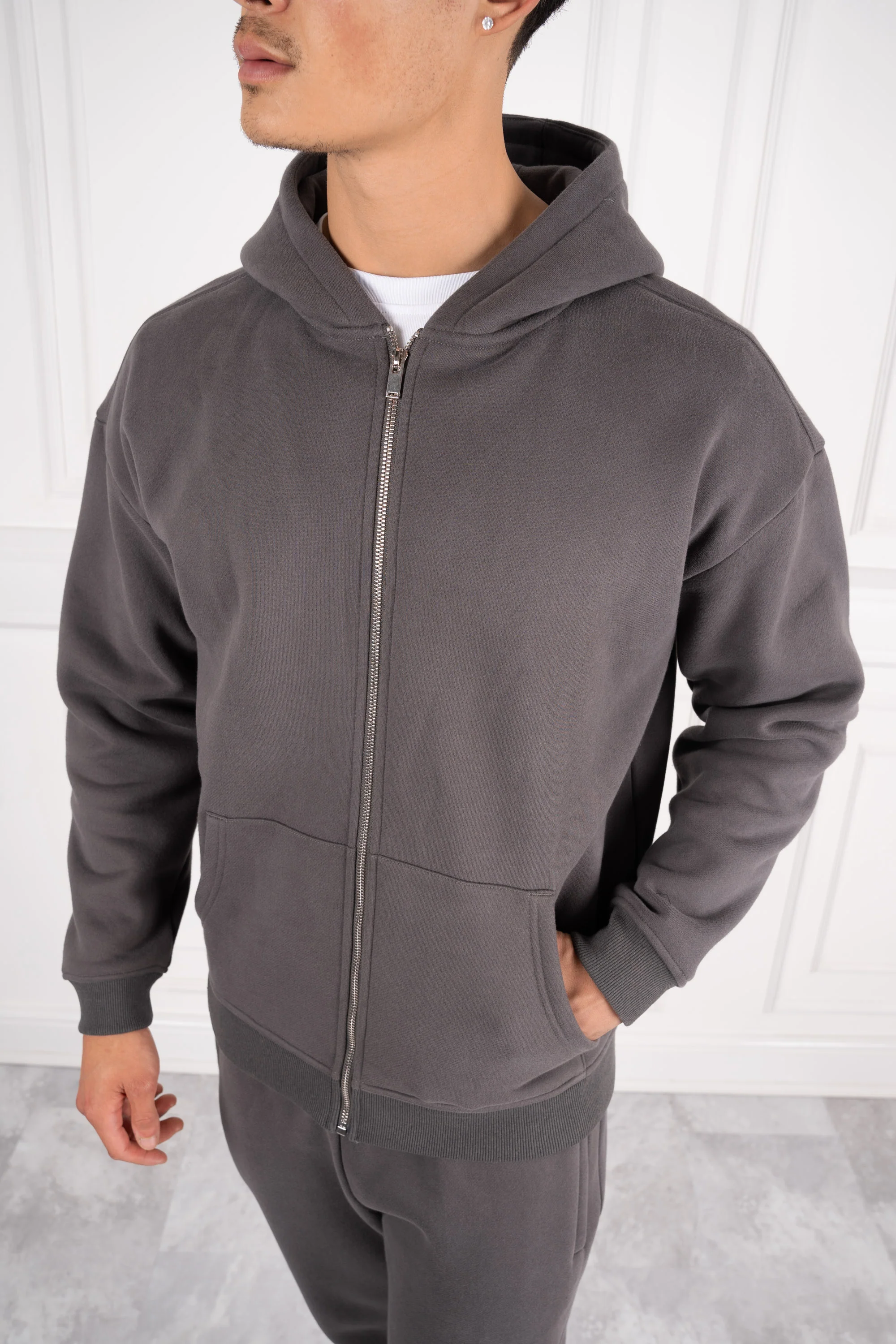 Premium Luxe Zip Up Hoody - Charcoal
