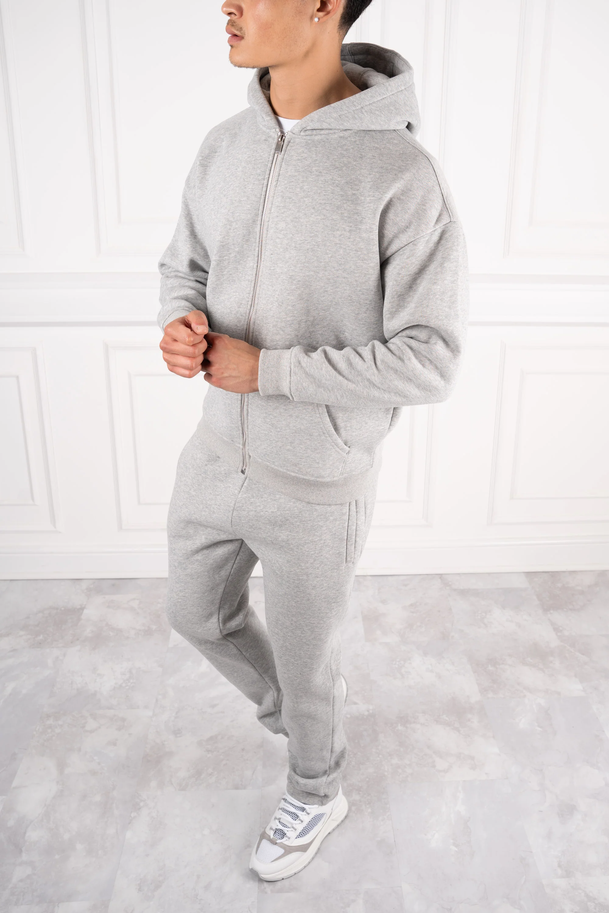 (Different leg length version) Premium Luxe Straight Leg Jogger - Grey Marl