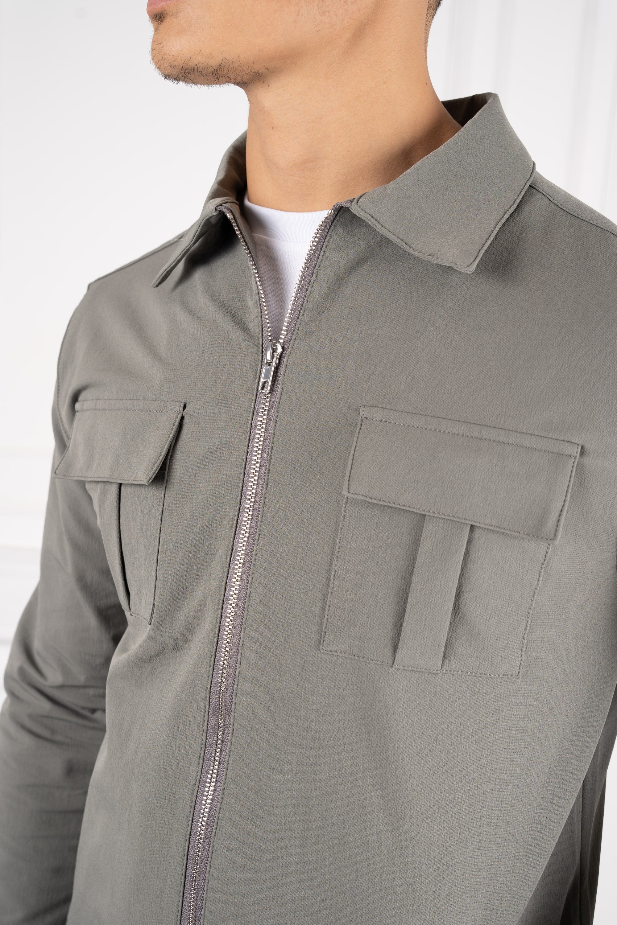 Premium Cargo Utility Jacket - Taupe