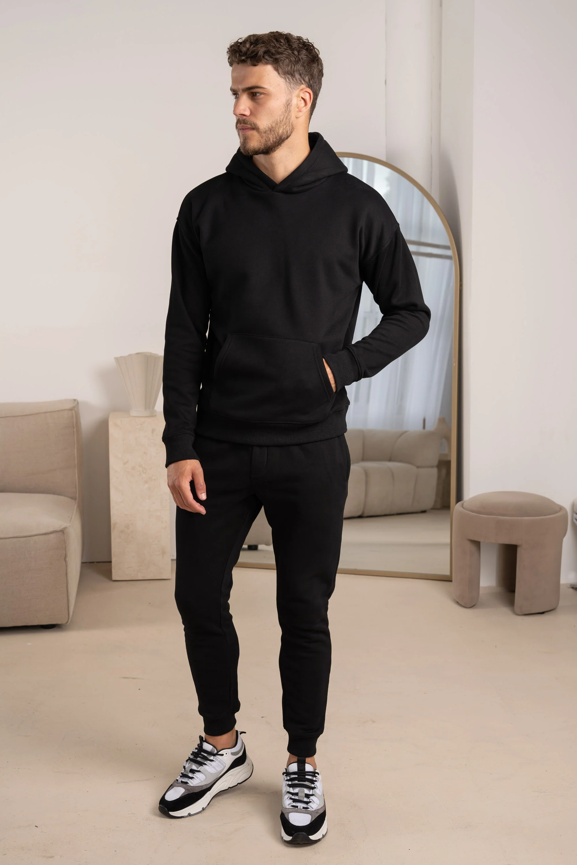 Premium Essential Tracksuit Hoodie - Black