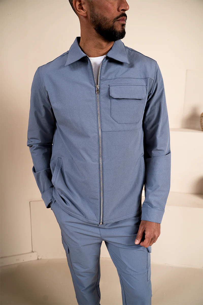 Premium Detail Cargo Jacket V2 - Steel Blue