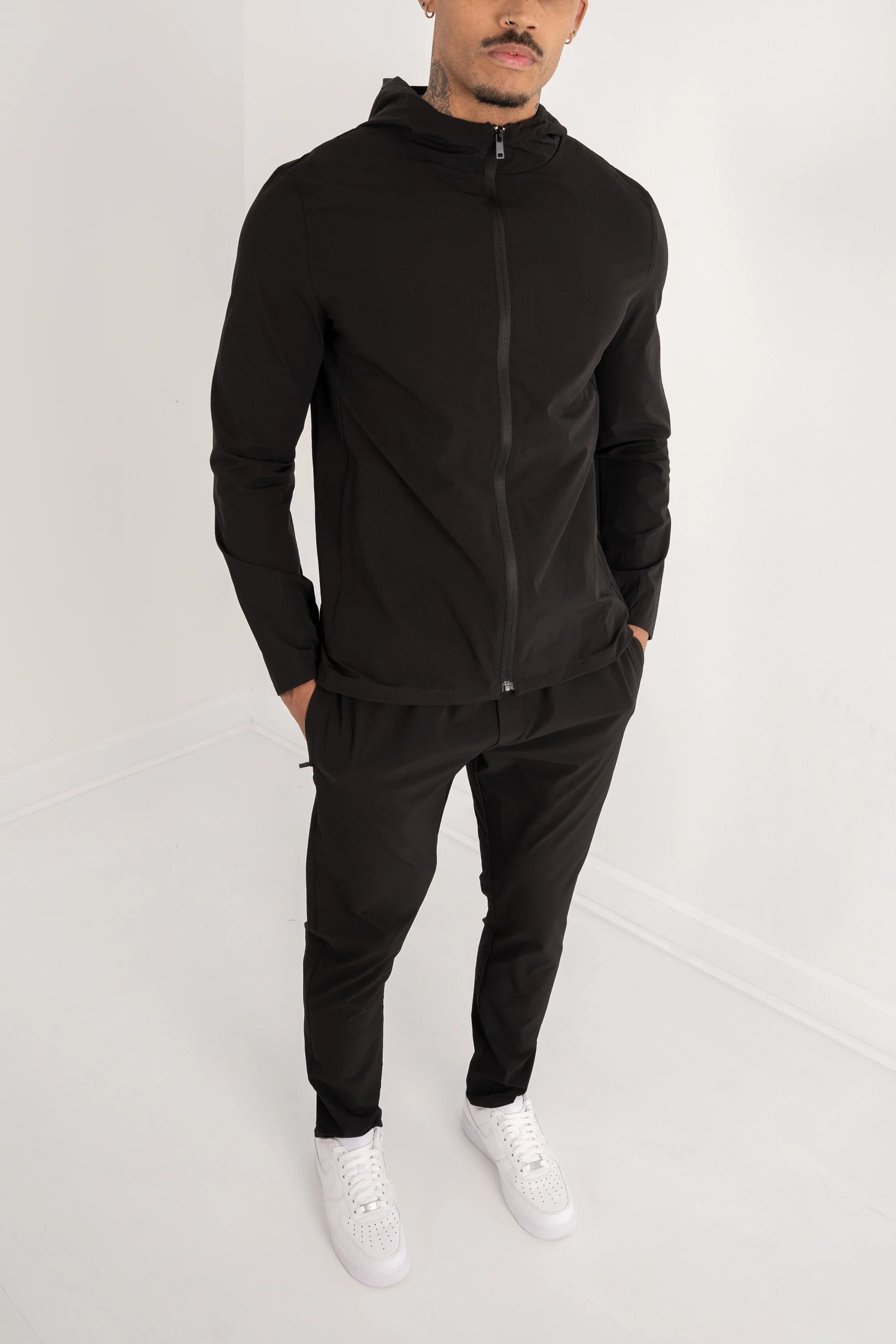 Premium Technical Windbreaker Jacket - Black