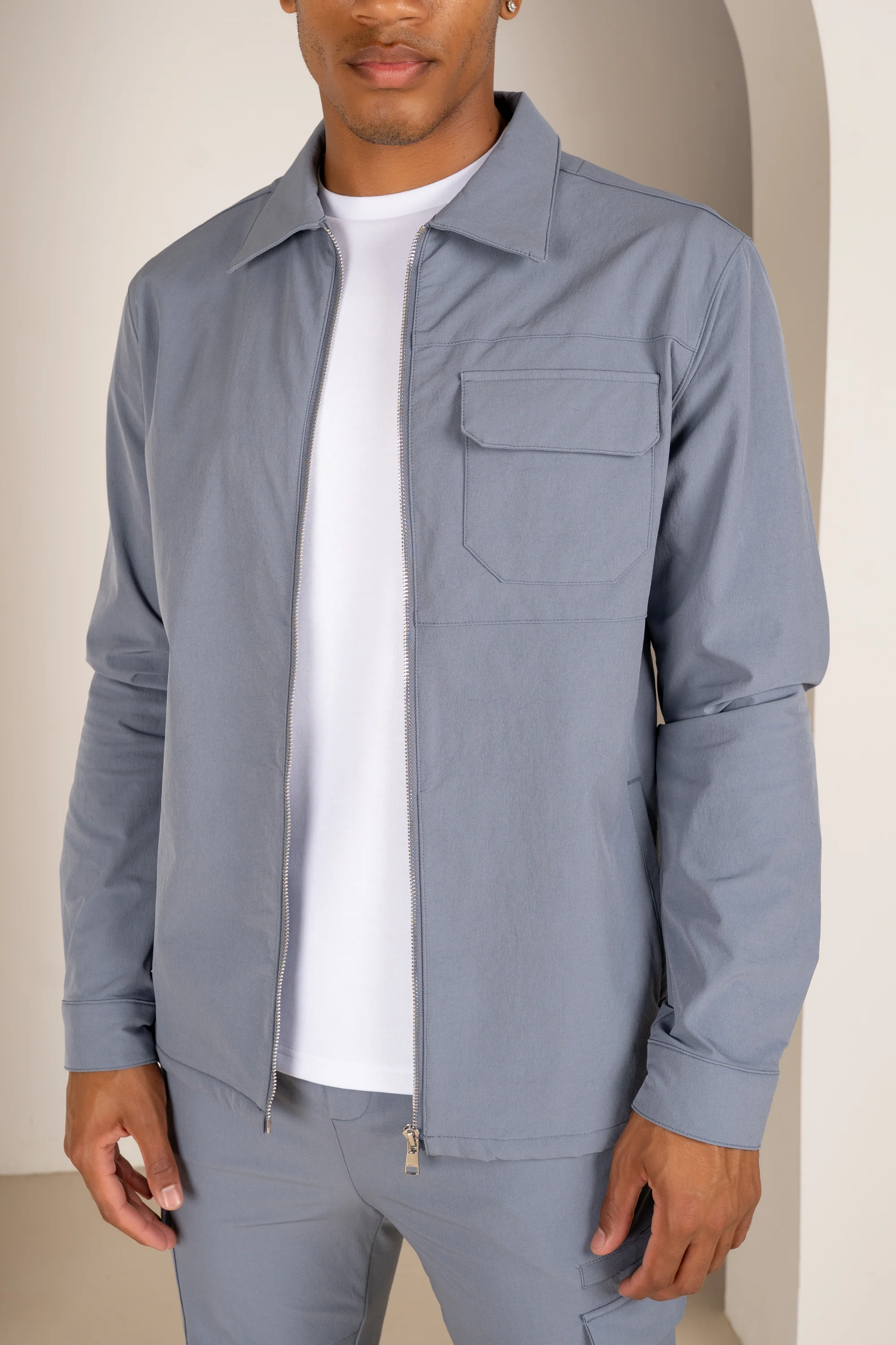 Premium Detail Cargo Jacket V2 - Steel Blue