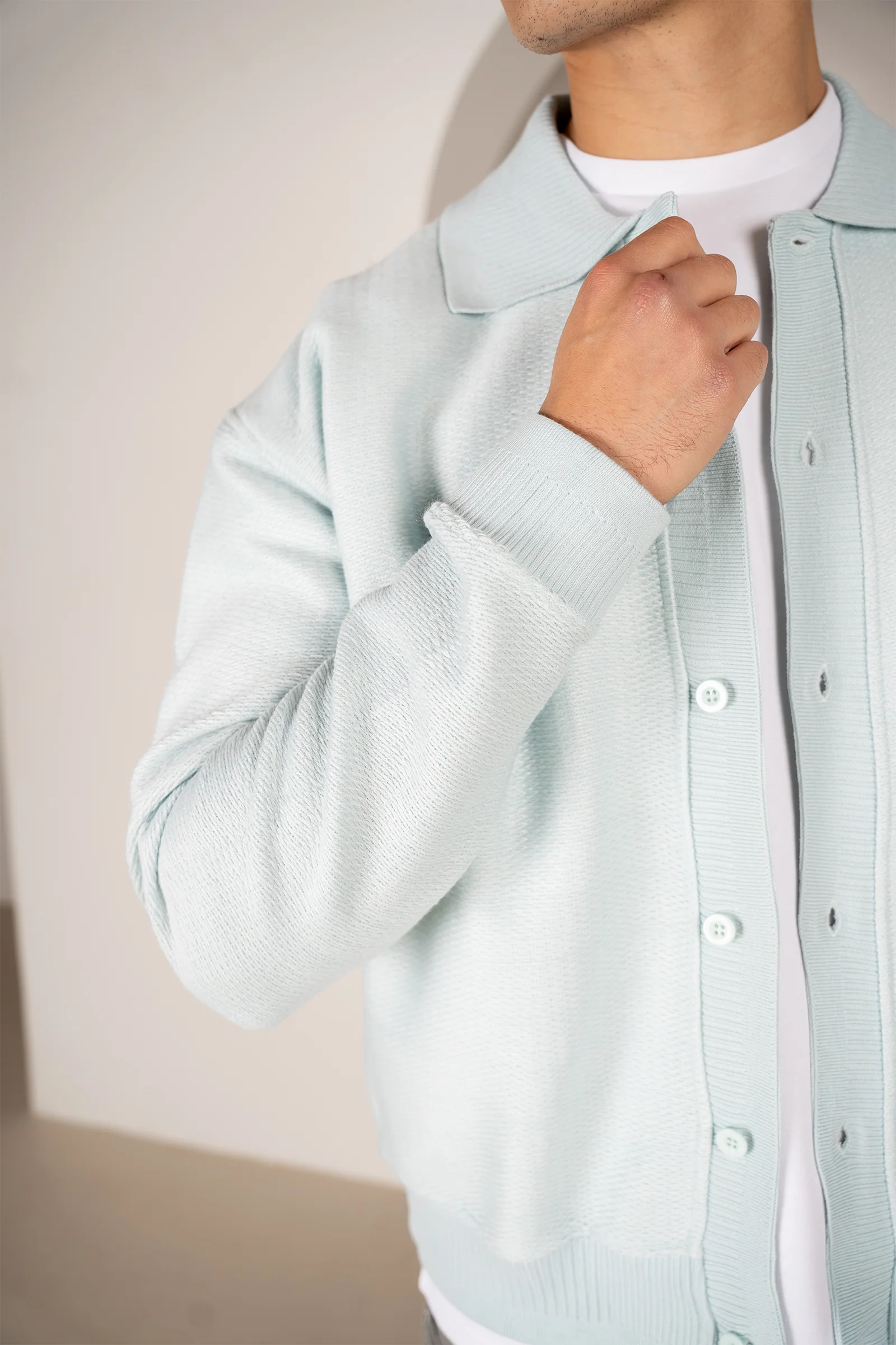 Premium Textured Cardigan - Soft Teal