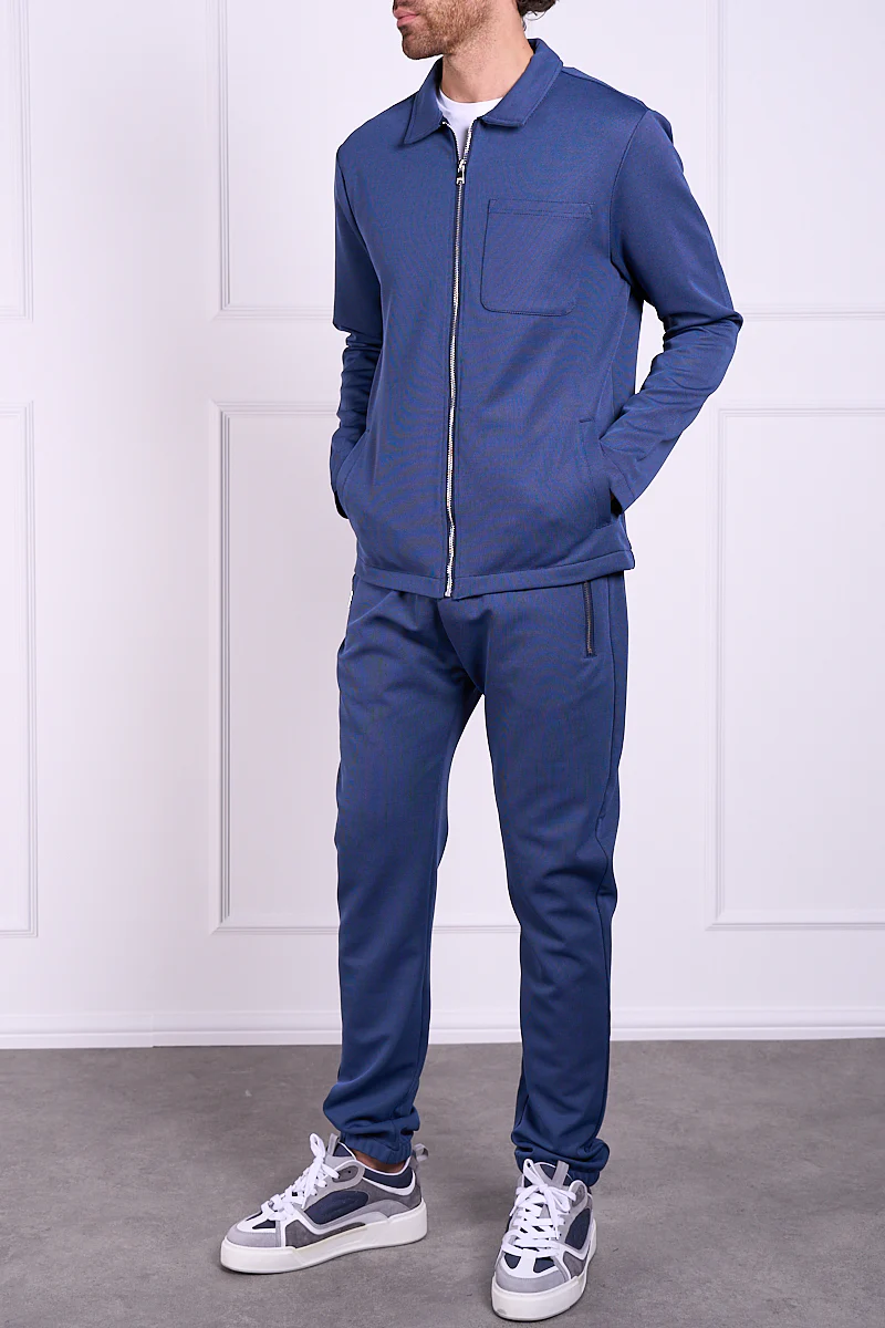 Pique Zip Up Jacket - Navy