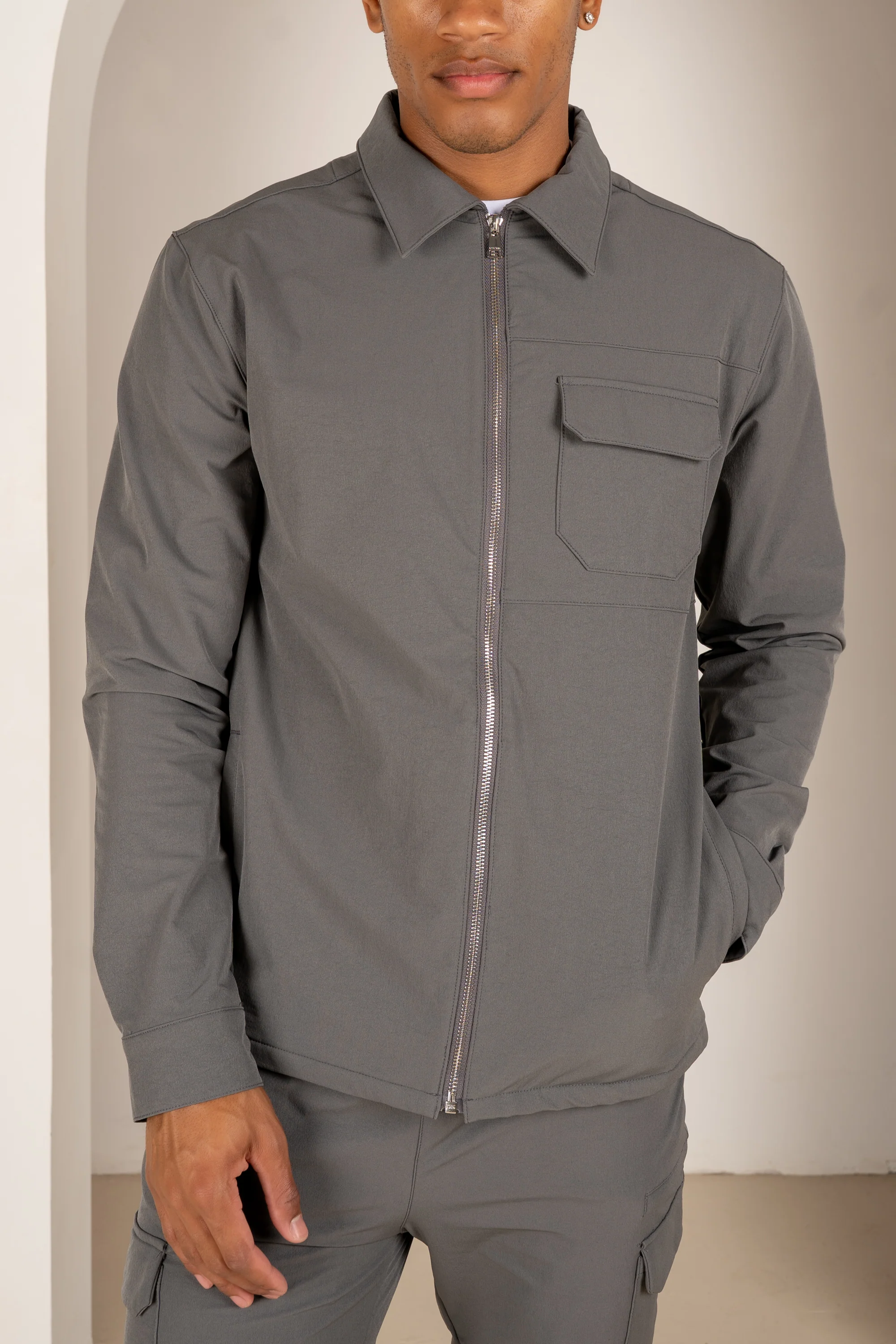 Premium Detail Cargo Jacket V2 - Charcoal