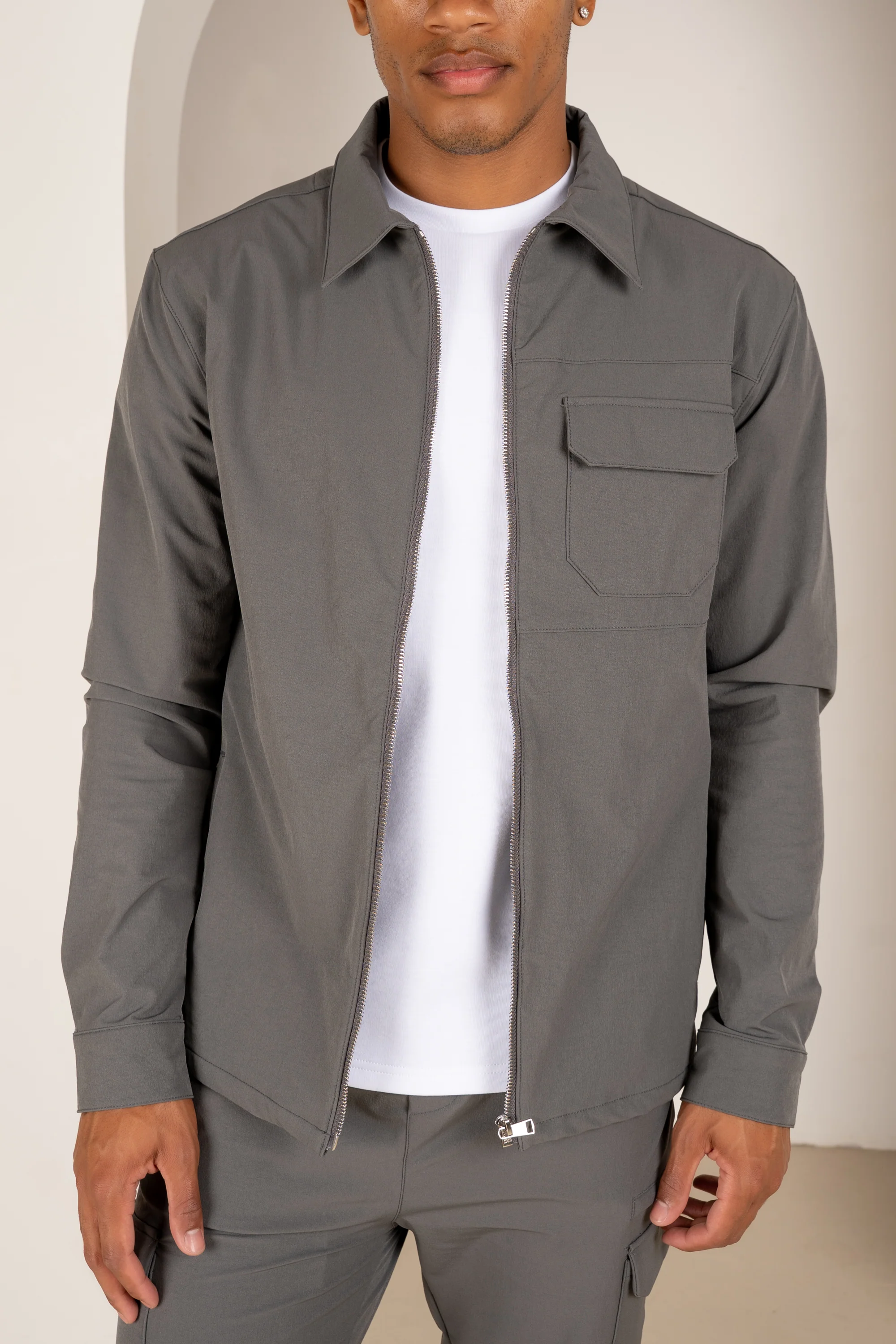 Premium Detail Cargo Jacket V2 - Charcoal