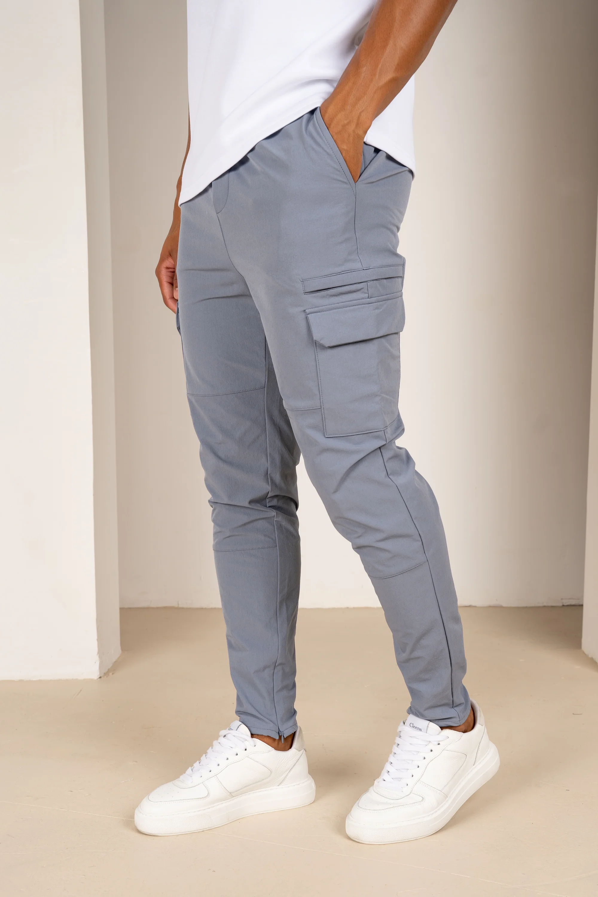 Premium Detail Cargo Pants V2 - Steel Blue