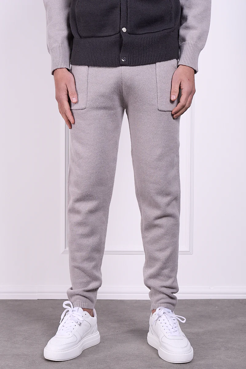 Panel Knitted Joggers - Grey