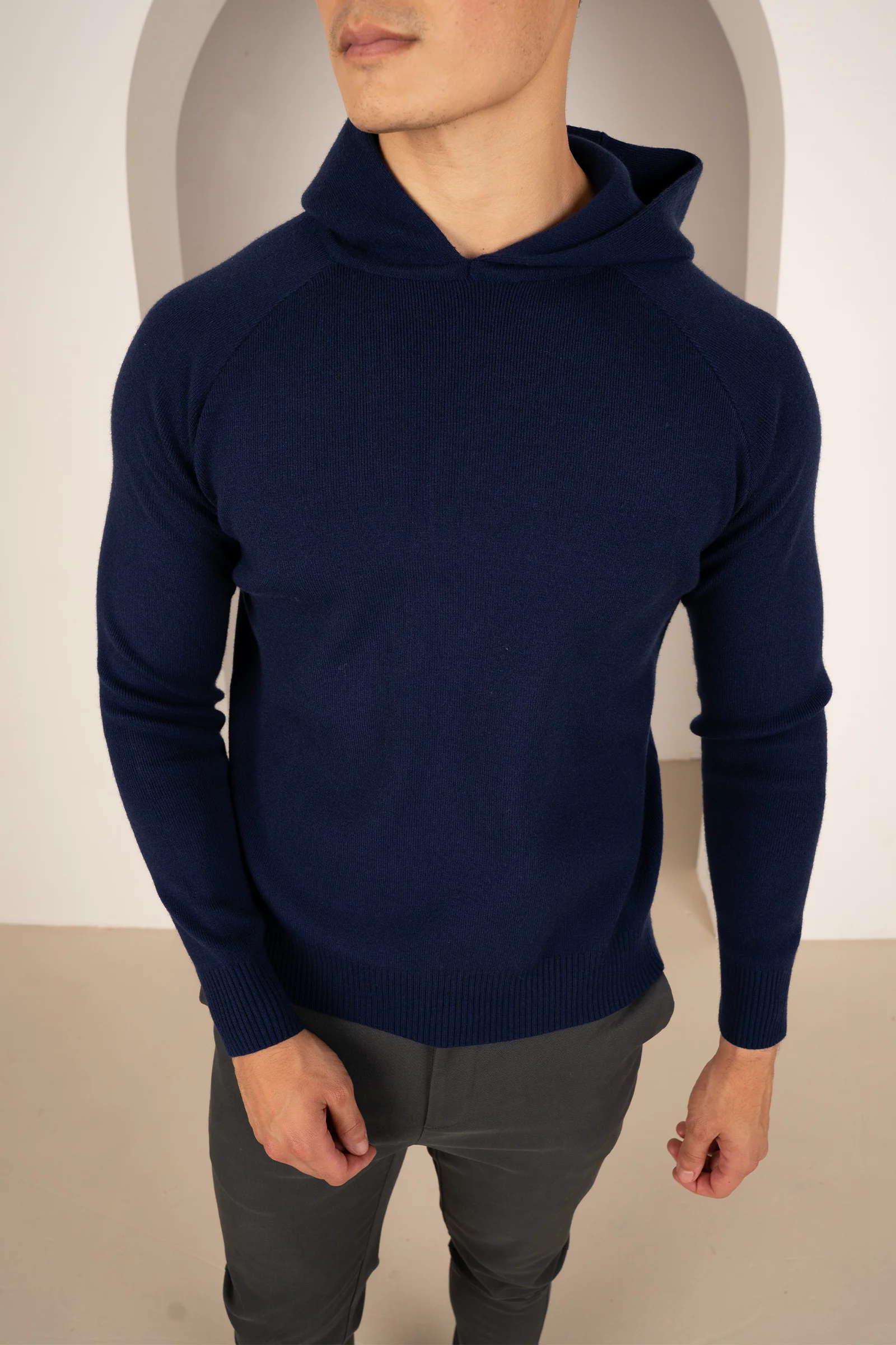 Slim fit Knitted Hoodie - Navy
