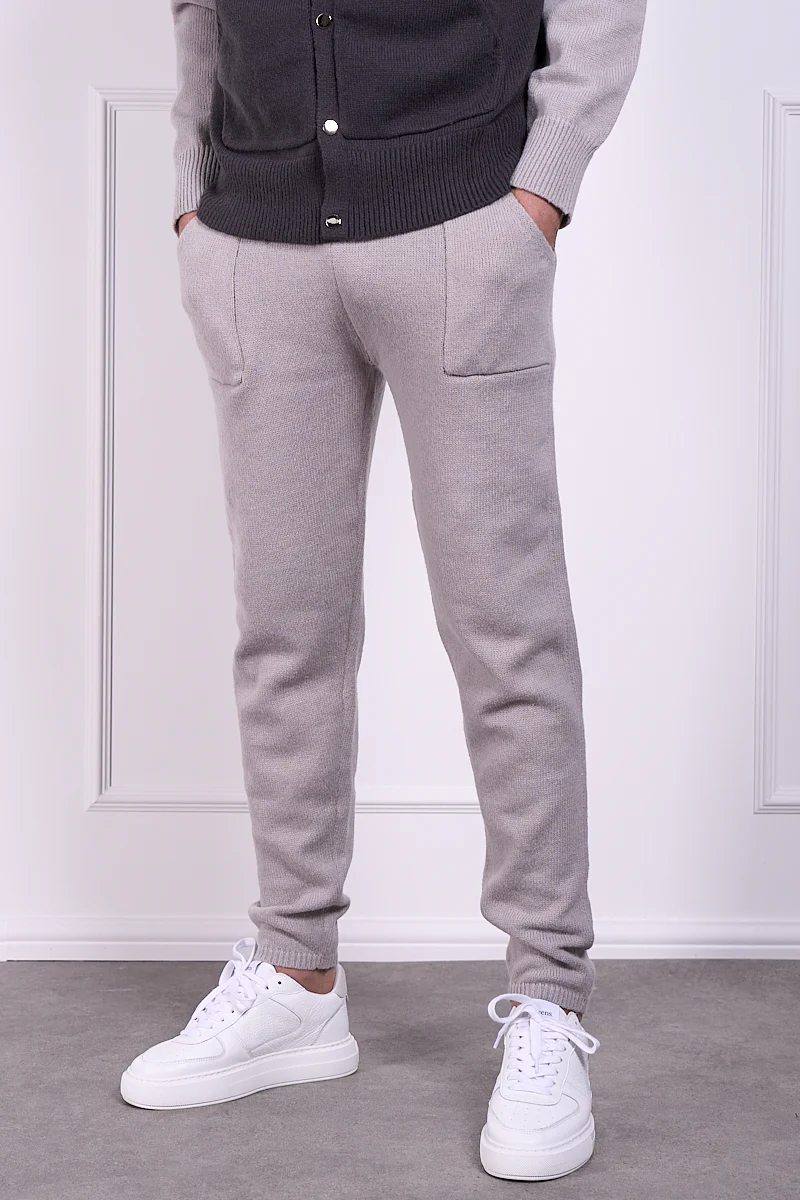 Panel Knitted Joggers - Grey