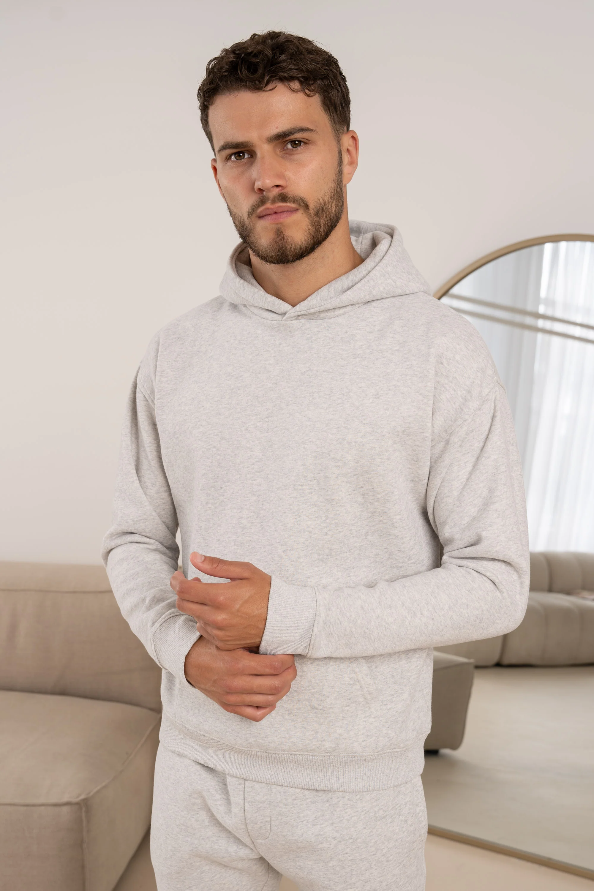 Premium Essential Tracksuit Hoodie - Grey Marl