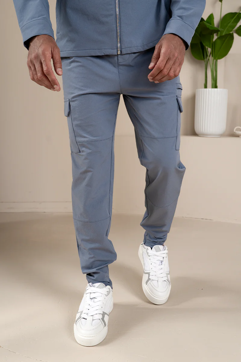 Premium Detail Cargo Pants V2 - Steel Blue