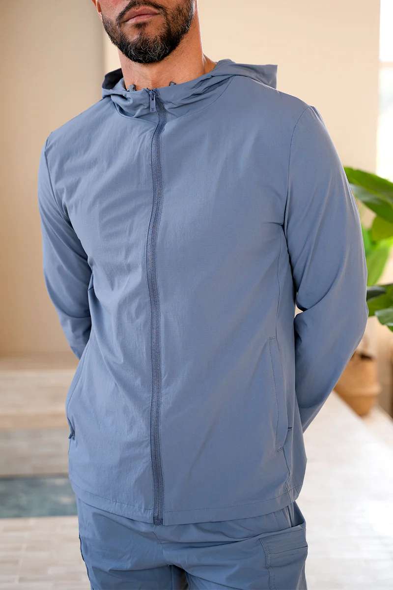 Premium Technical Windbreaker Jacket - Steel Blue (SS)