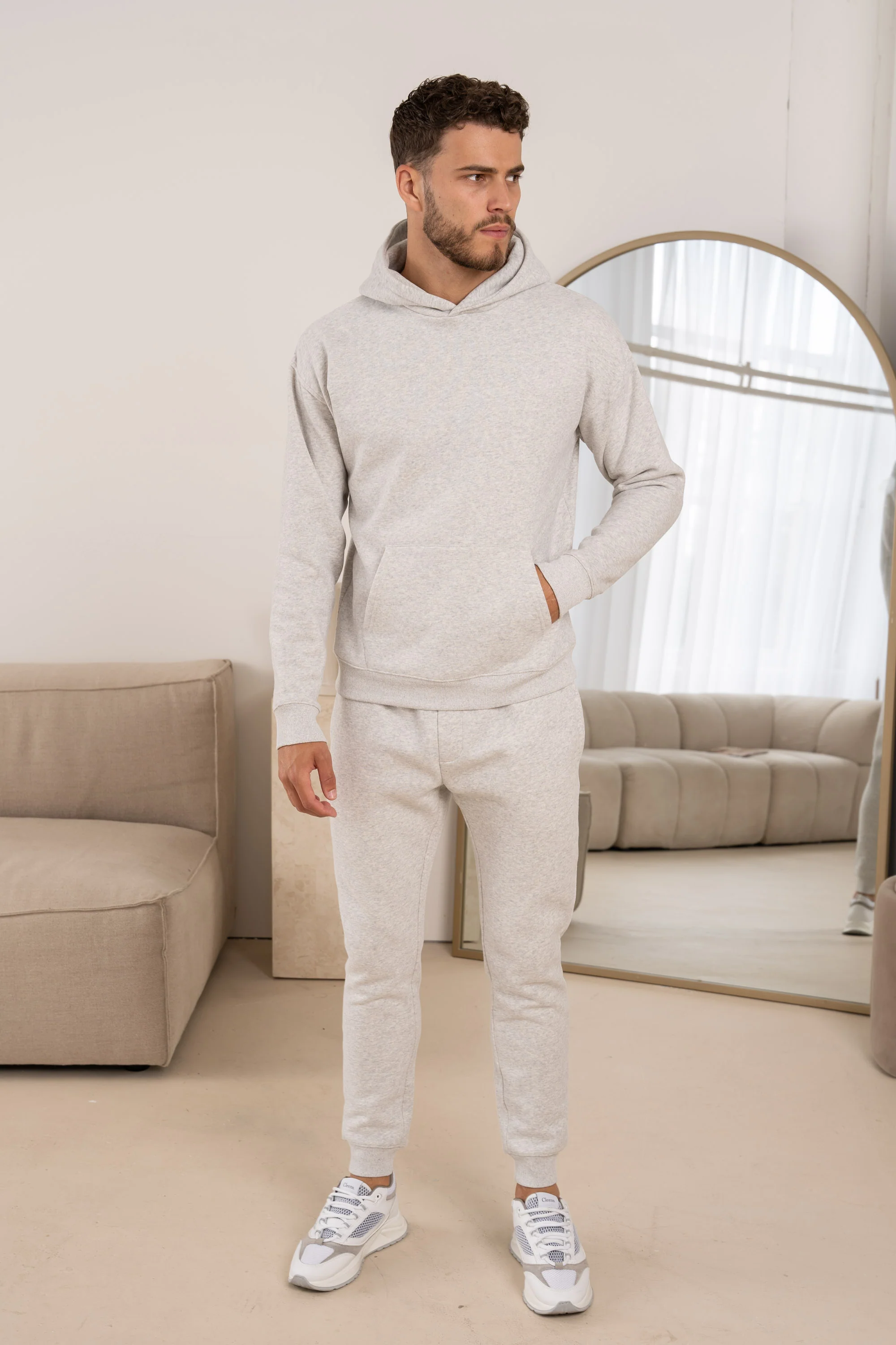 Premium Essential Tracksuit Hoodie - Grey Marl