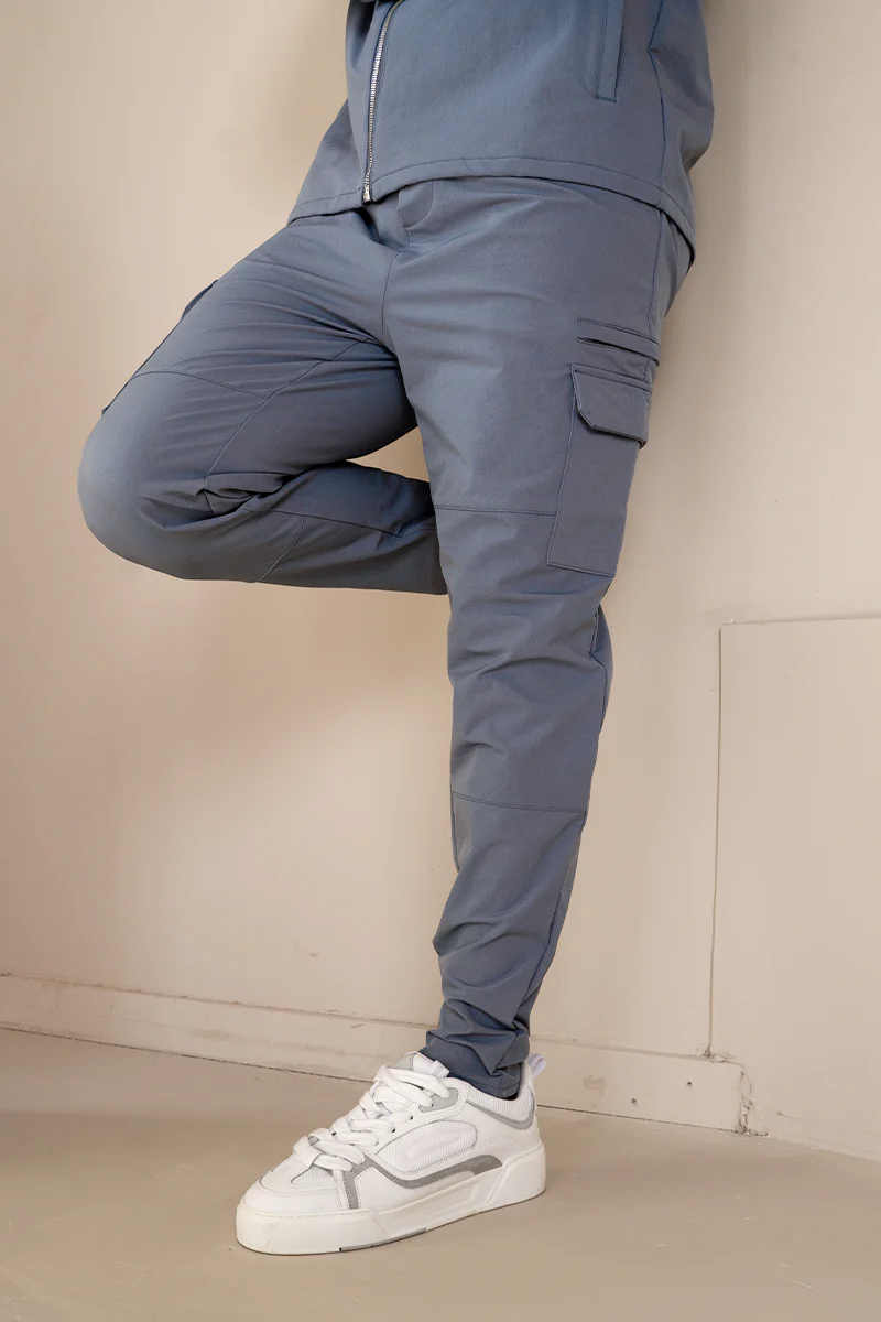 Premium Detail Cargo Pants V2 - Steel Blue