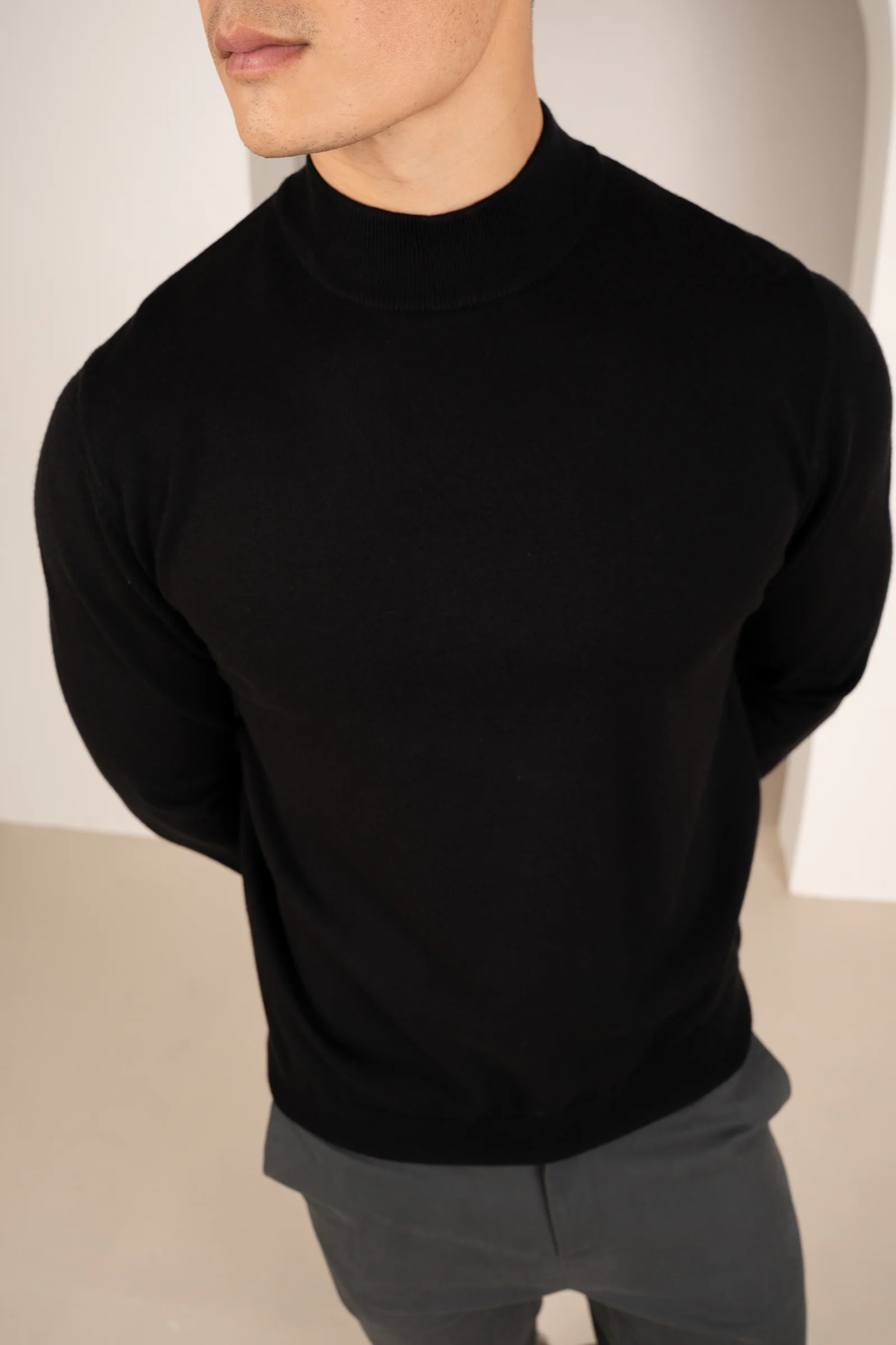 Mock Turtle Neck Slim Fit Jumper - Black