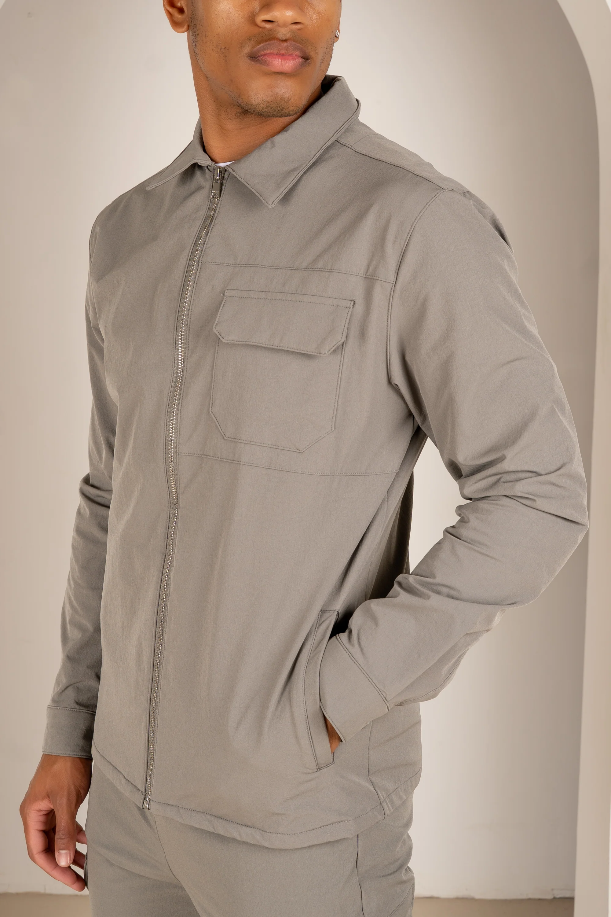 Premium Detail Cargo Jacket V2 - Taupe