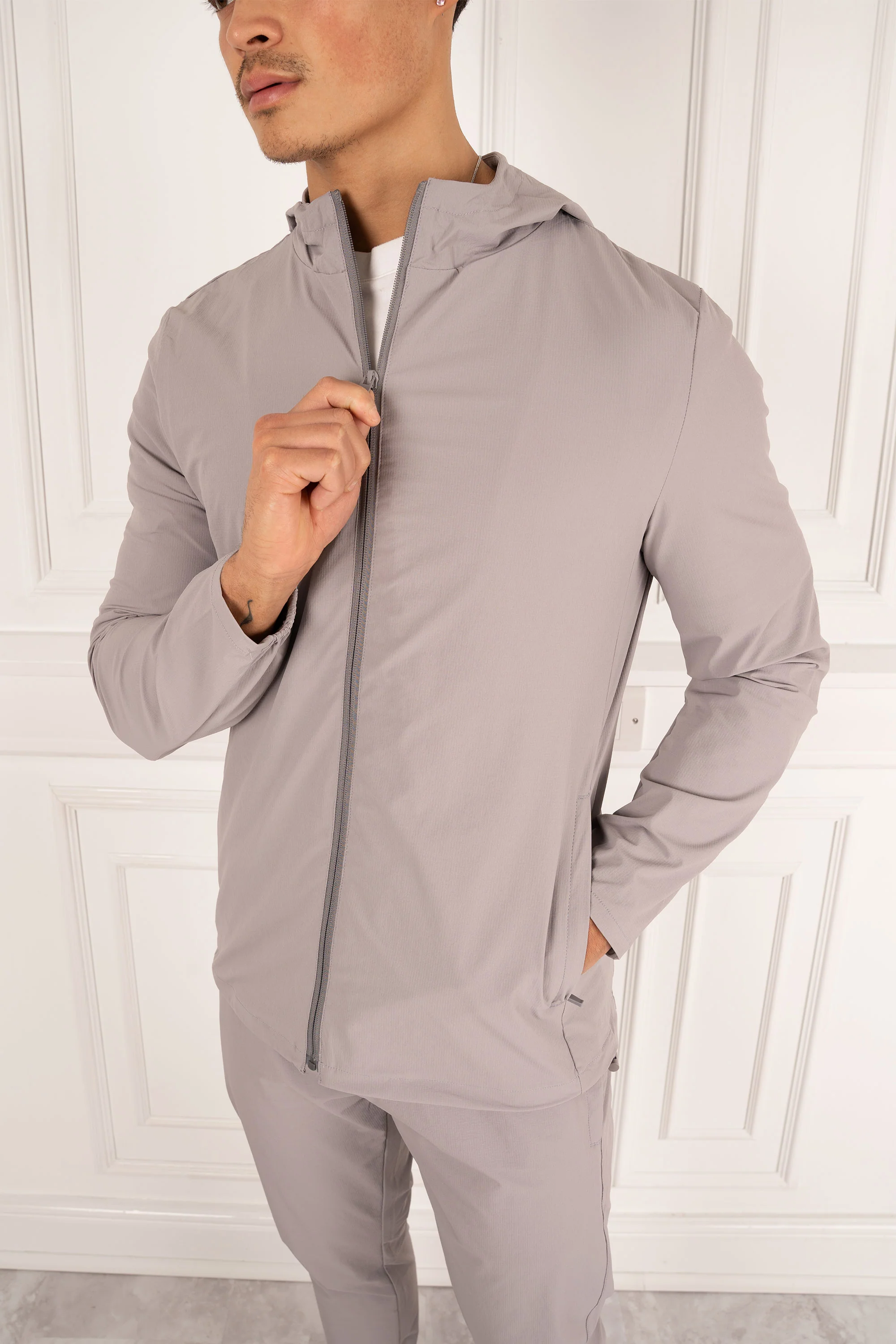 Premium Technical Windbreaker Jacket - Grey