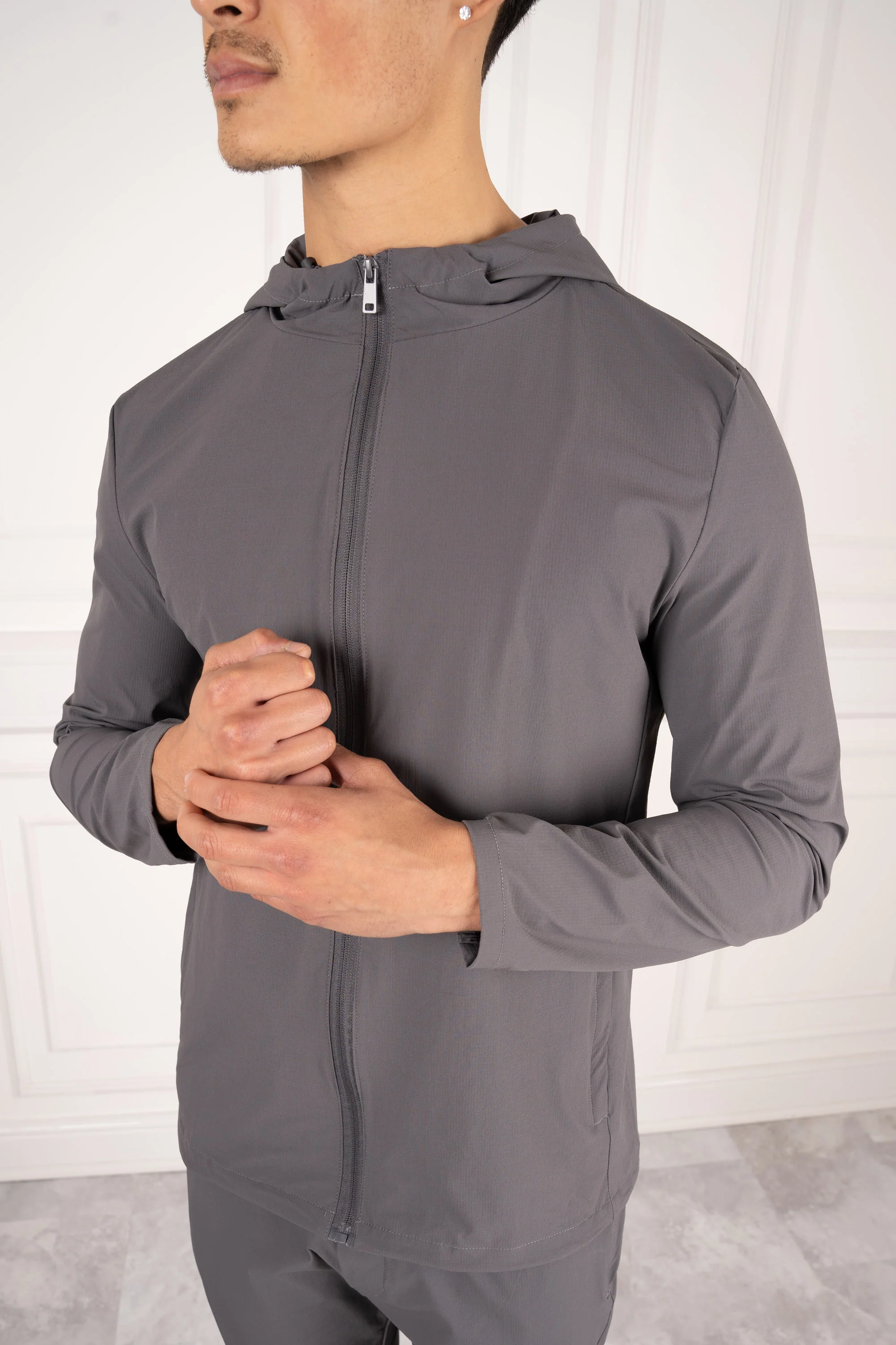 Premium Technical Windbreaker Jacket - Charcoal