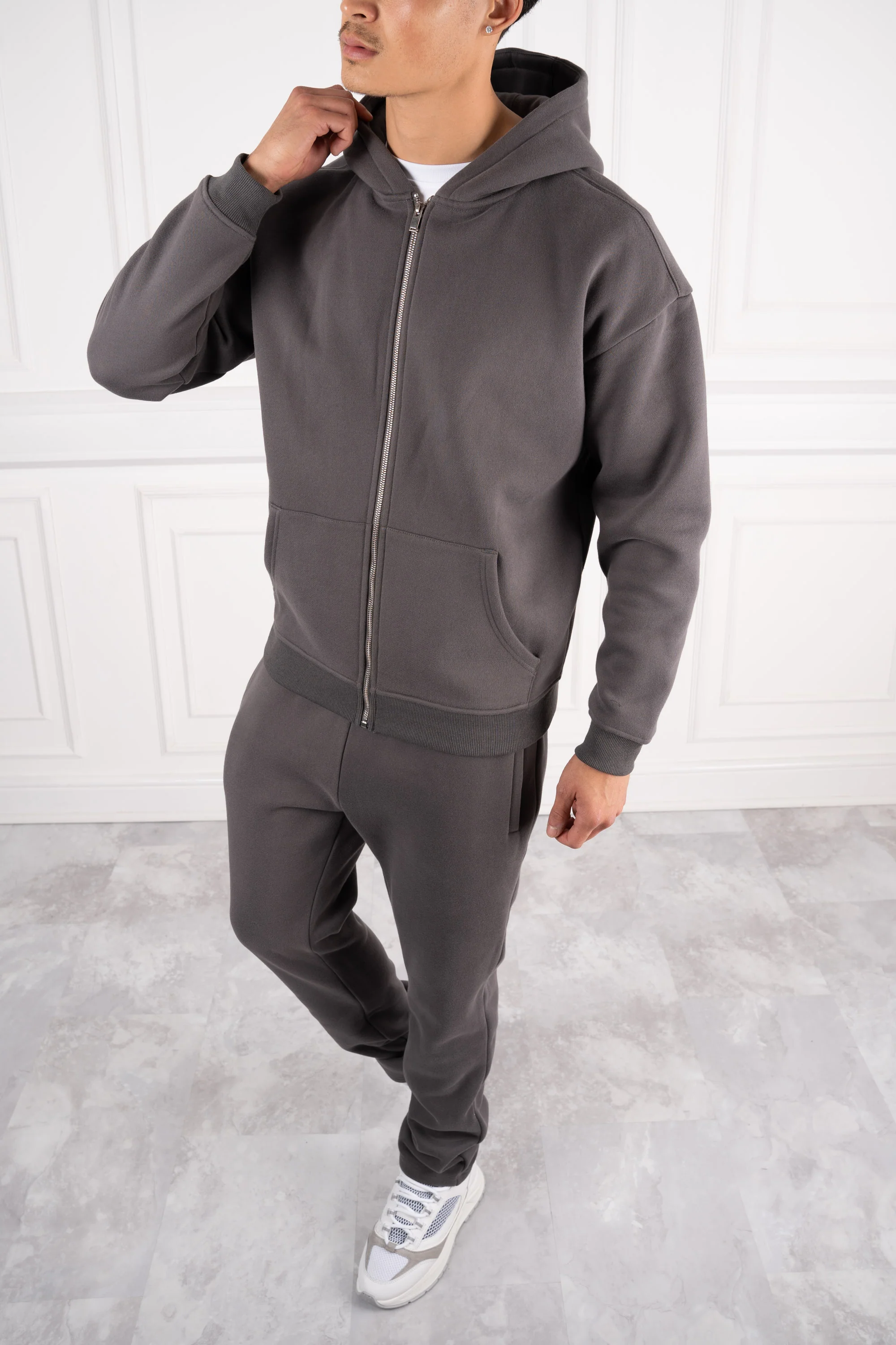 Premium Luxe Zip Up Hoody - Charcoal