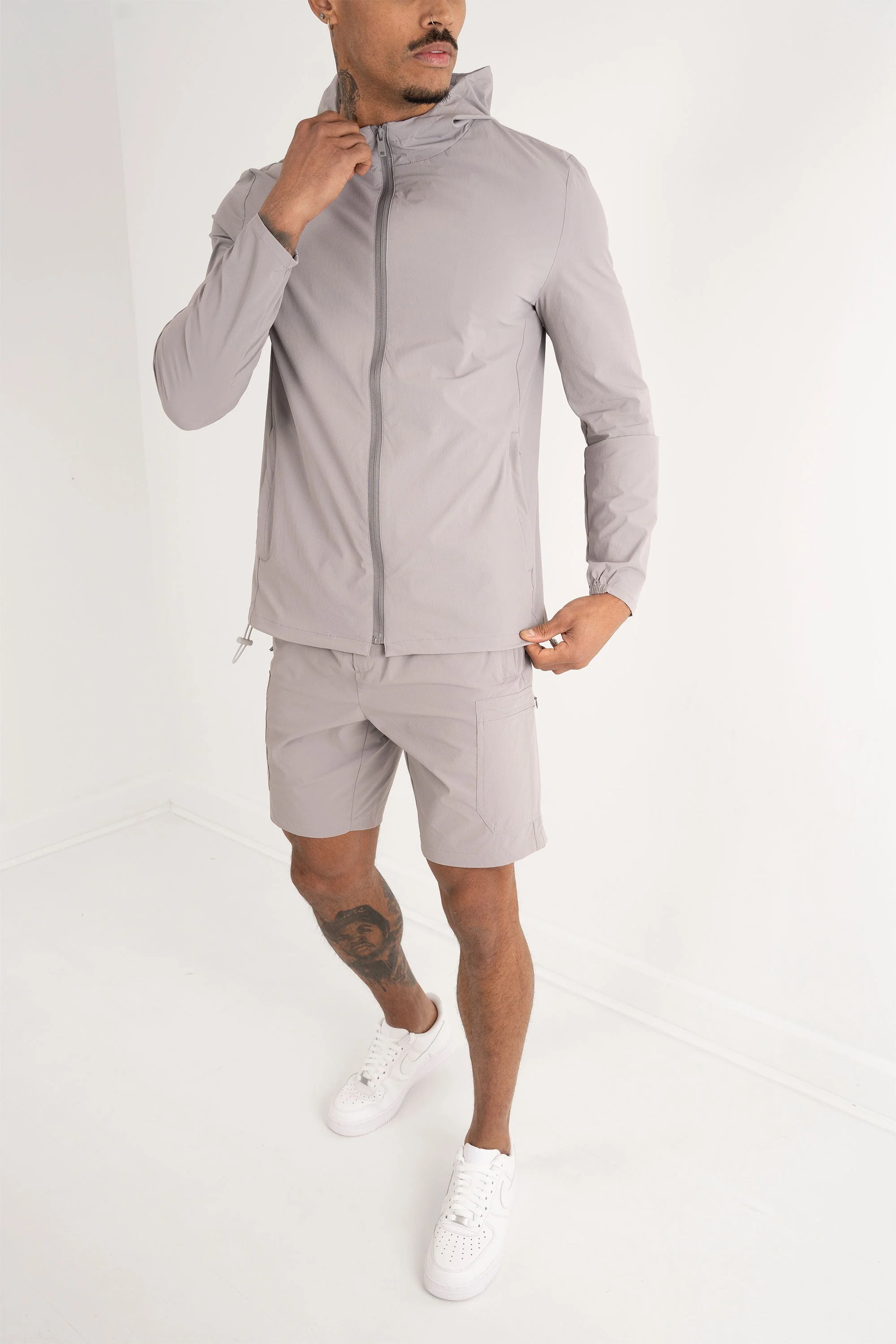 Premium Technical Windbreaker Jacket - Grey